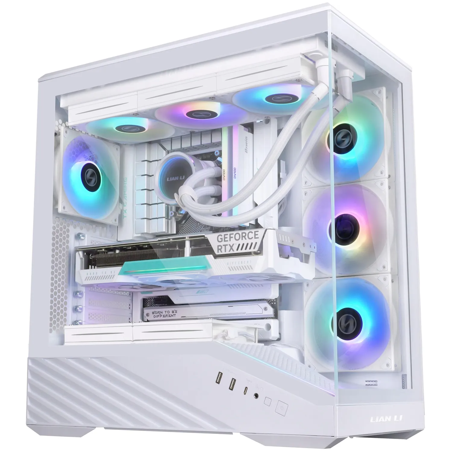 Lian Li Vector V100 PC-Gehäuse ATX Glas weiß 4 Lüfter