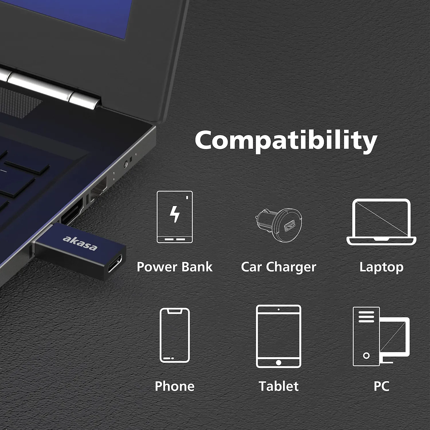 Akasa USB-A auf USB-C Adapter 10Gbit 2er-Set Schwarz