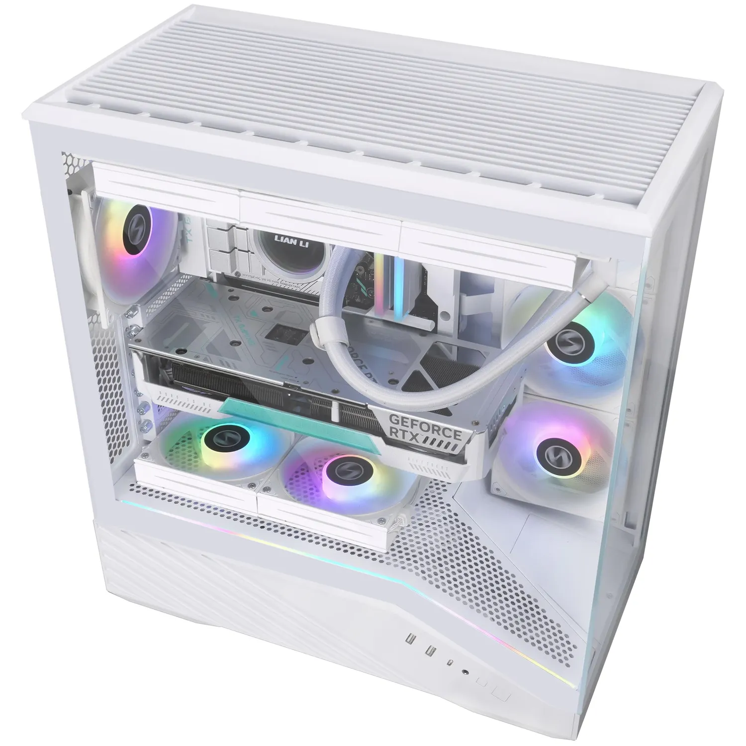 Lian Li Vector V100 PC-Gehäuse ATX Glas weiß 4 Lüfter