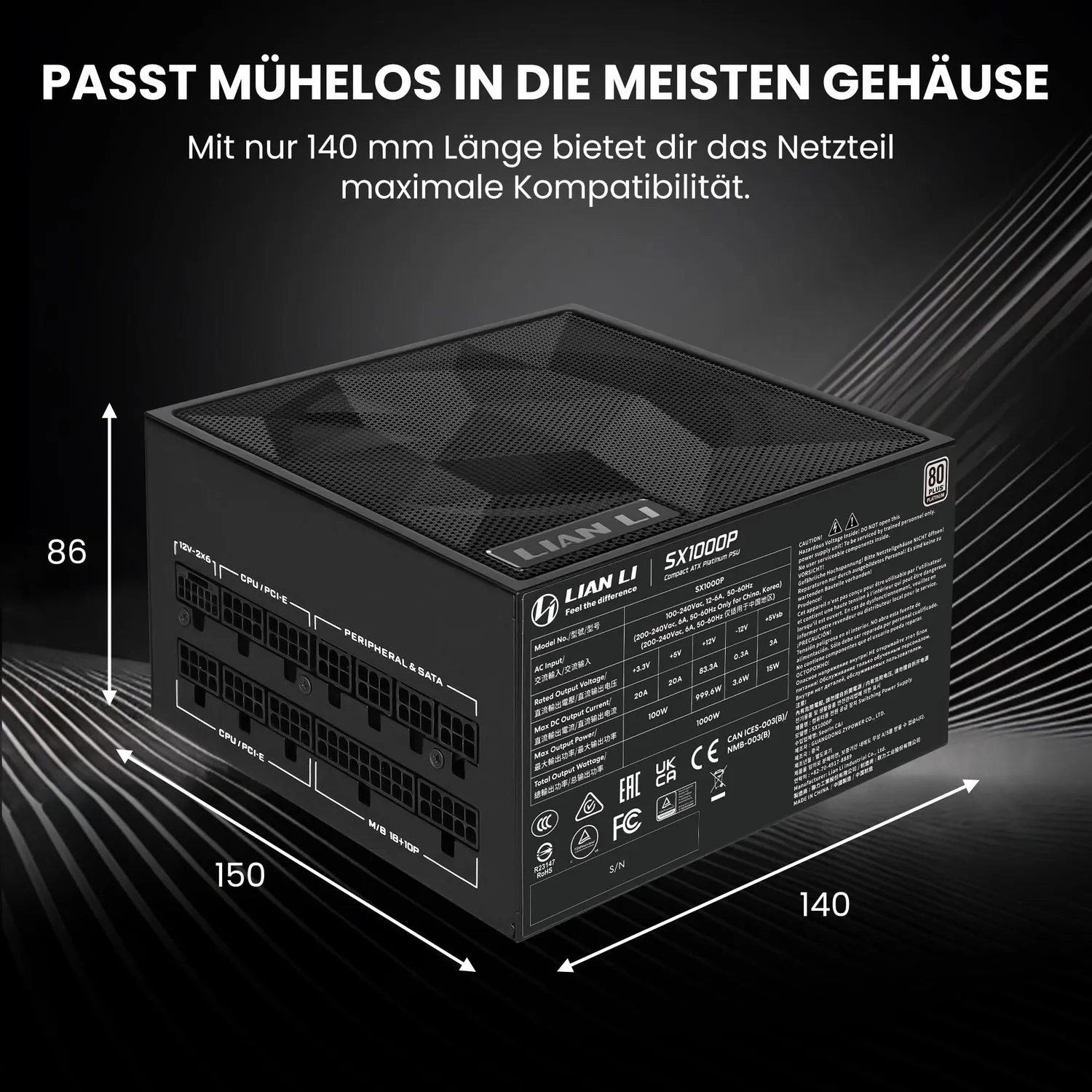 Lian Li SX1000P Netzteil 1000W Platinum schwarz ATX3.1