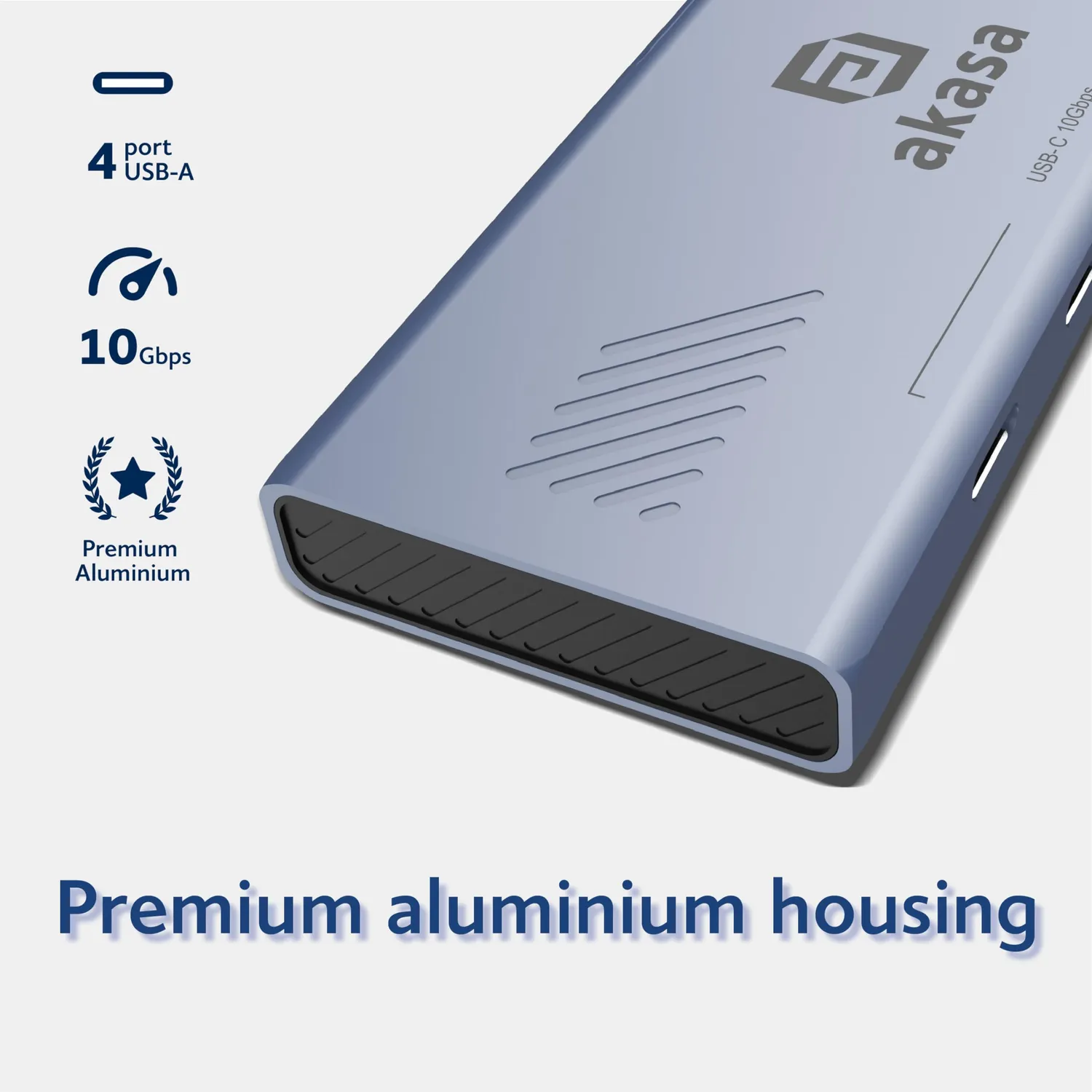 Akasa AK-CBCA32-18BK USB-C Hub 4-Port 10Gbps Alu