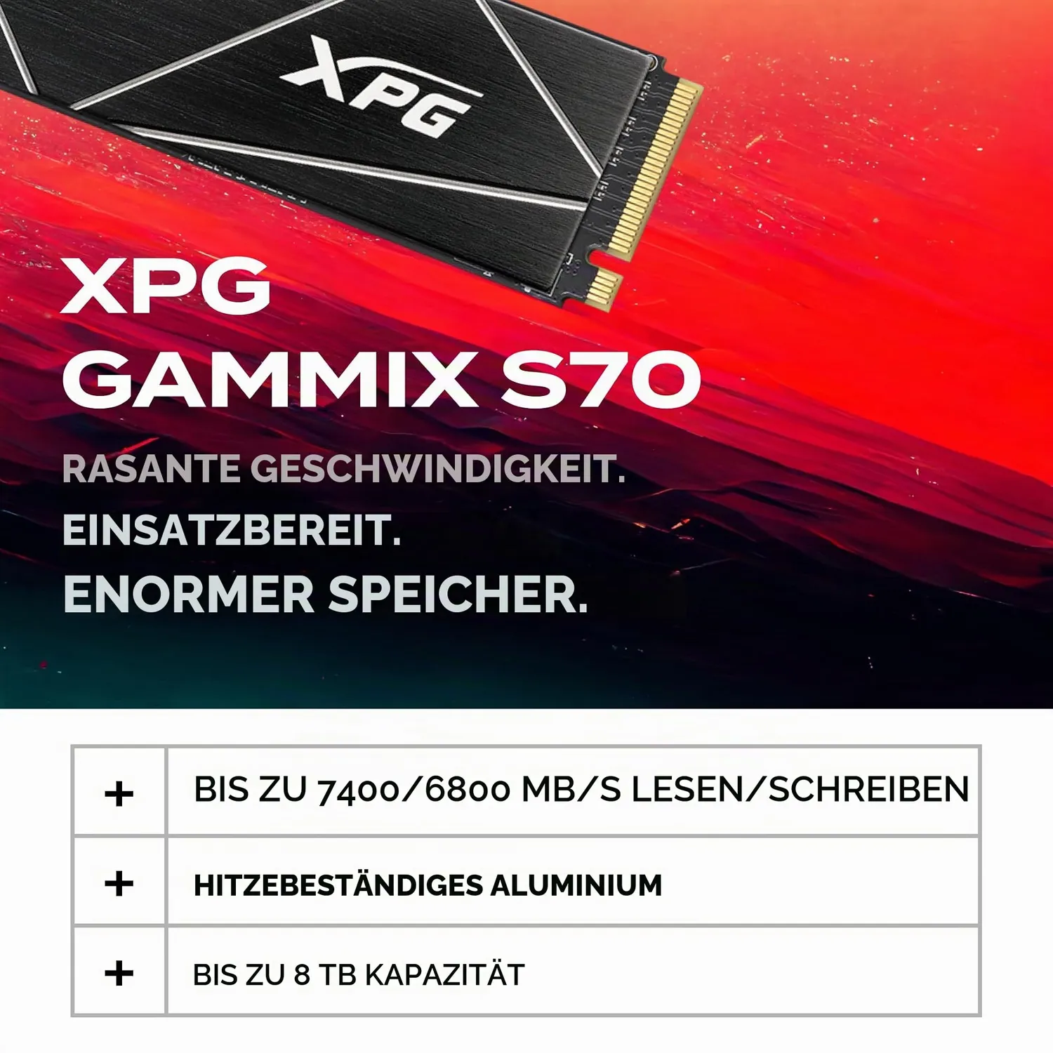 XPG Gammix S70 Blade 4TB M.2 SSD PCIe Gen4 für PS5