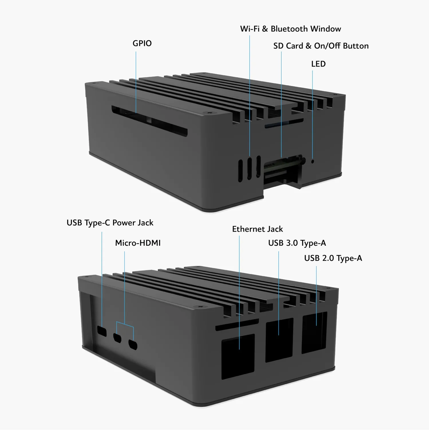 Akasa Pi-5 Pro A-RA13-M2B Gehäuse schwarz passiv