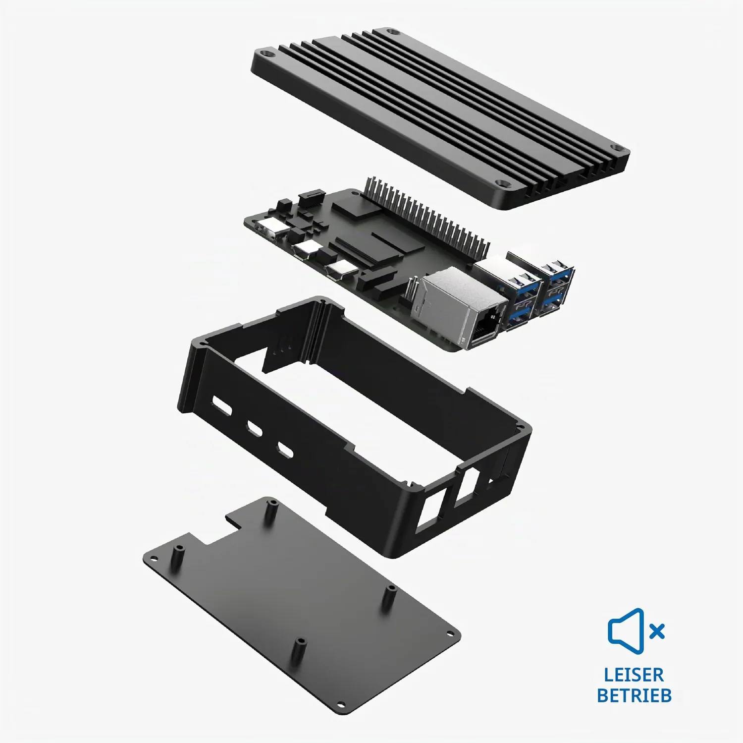 Akasa Pi-5 Pro A-RA13-M2B Gehäuse schwarz passiv