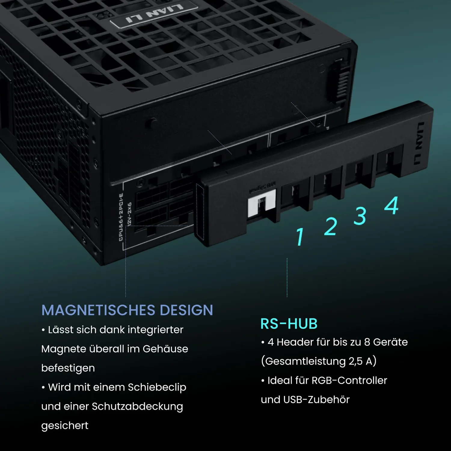 Lian Li RS Netzteil 1000W weiß Gold mit Hub
