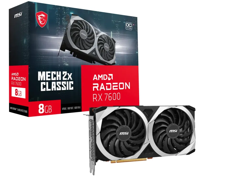 MSI RX 7600 MECH 2X Classic 8G OC Grafikkarte 8GB GDDR6