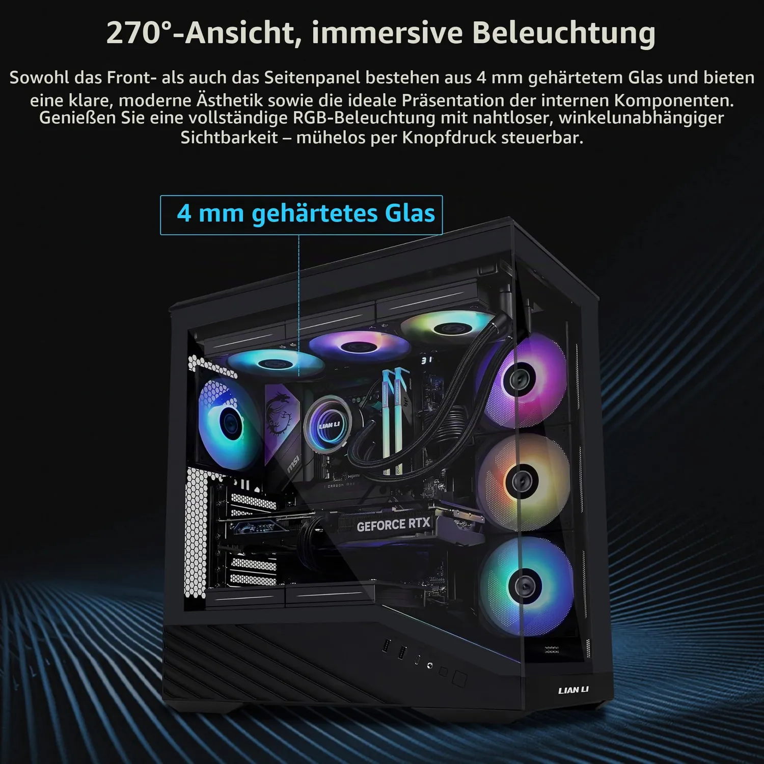 Lian Li V100 PC-Gehäuse schwarz 4x ARGB-Lüfter