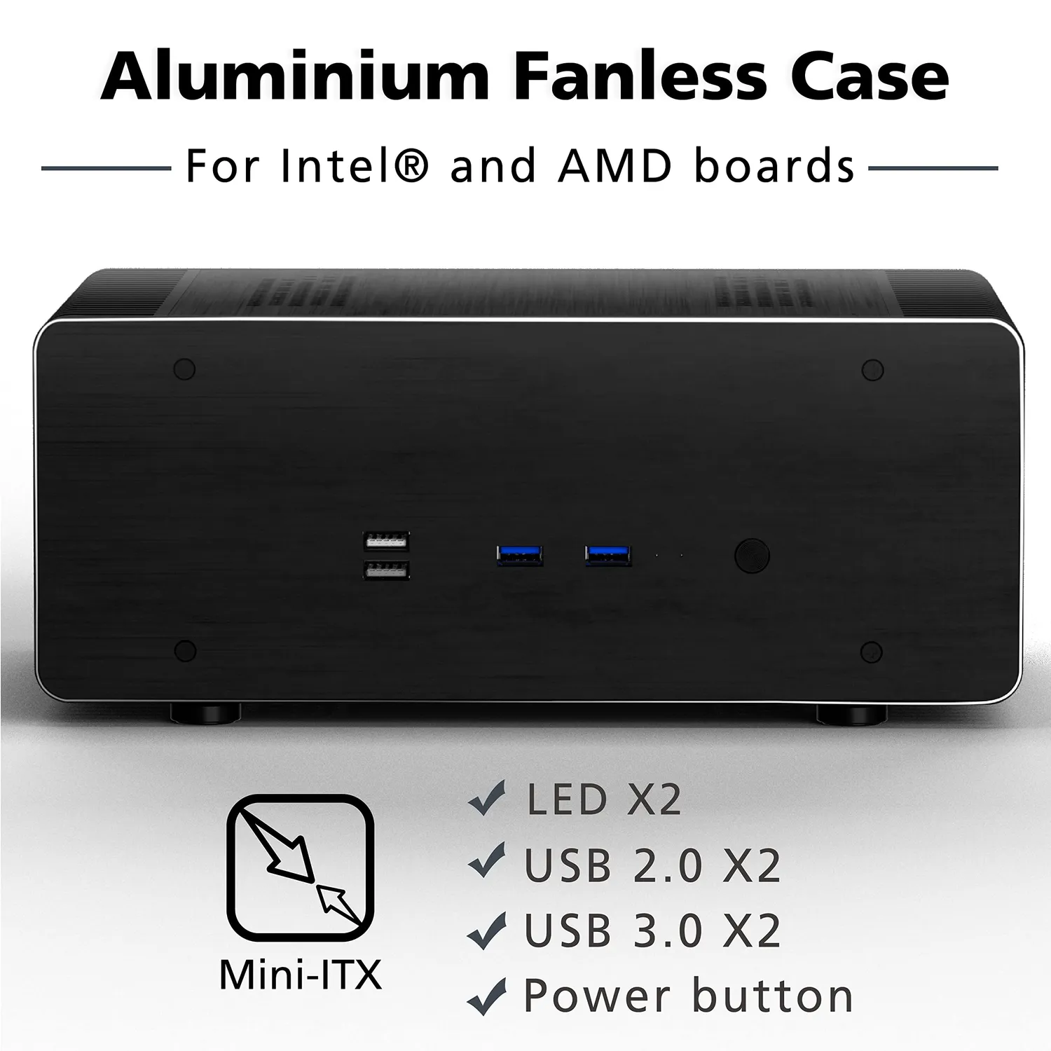Akasa Maxwell Pro Plus A-ITX48-M2B Mini-ITX Gehäuse lüfterlos