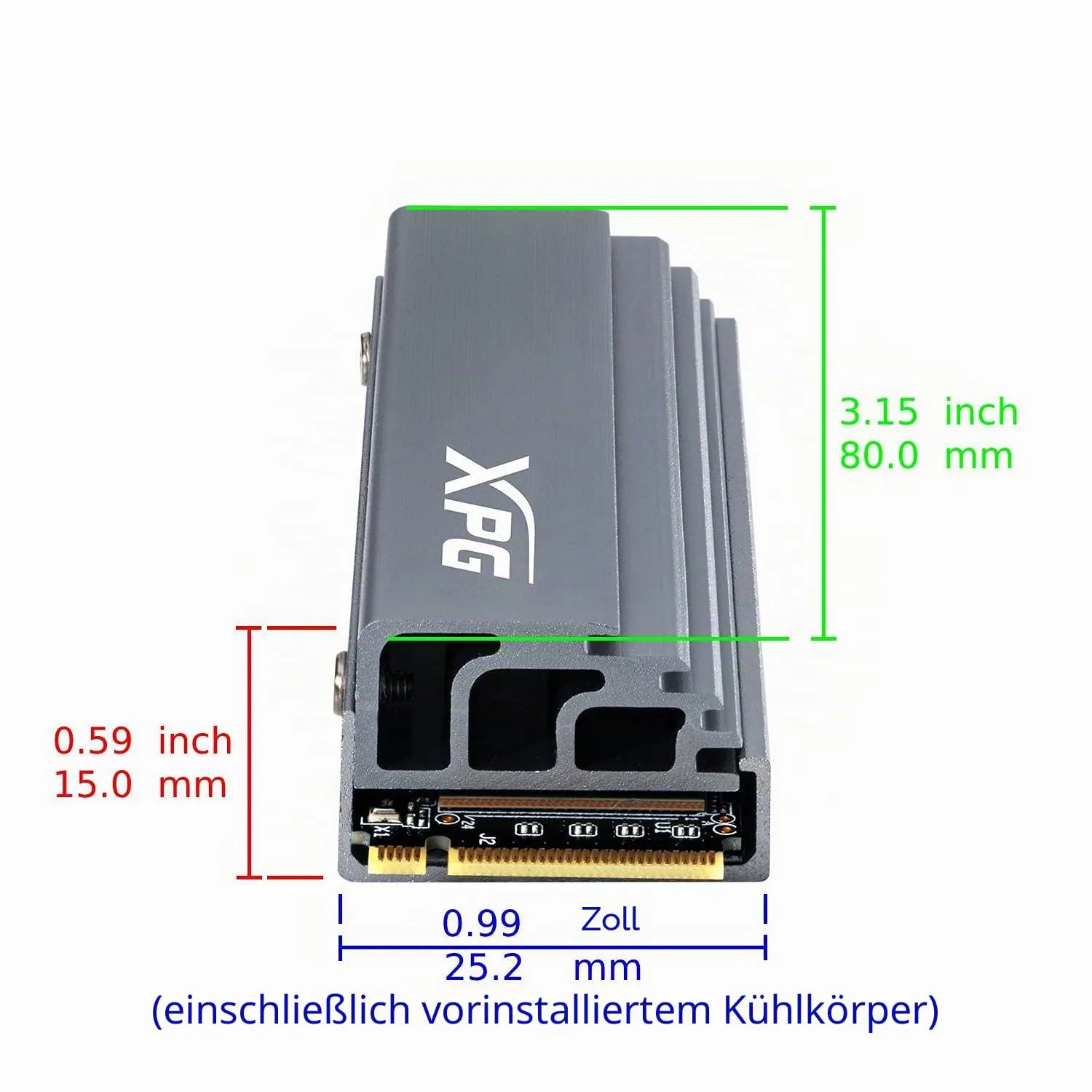 XPG GAMMIX S70 2TB SSD M.2 PCIe 4.0 mit Kühlkörper