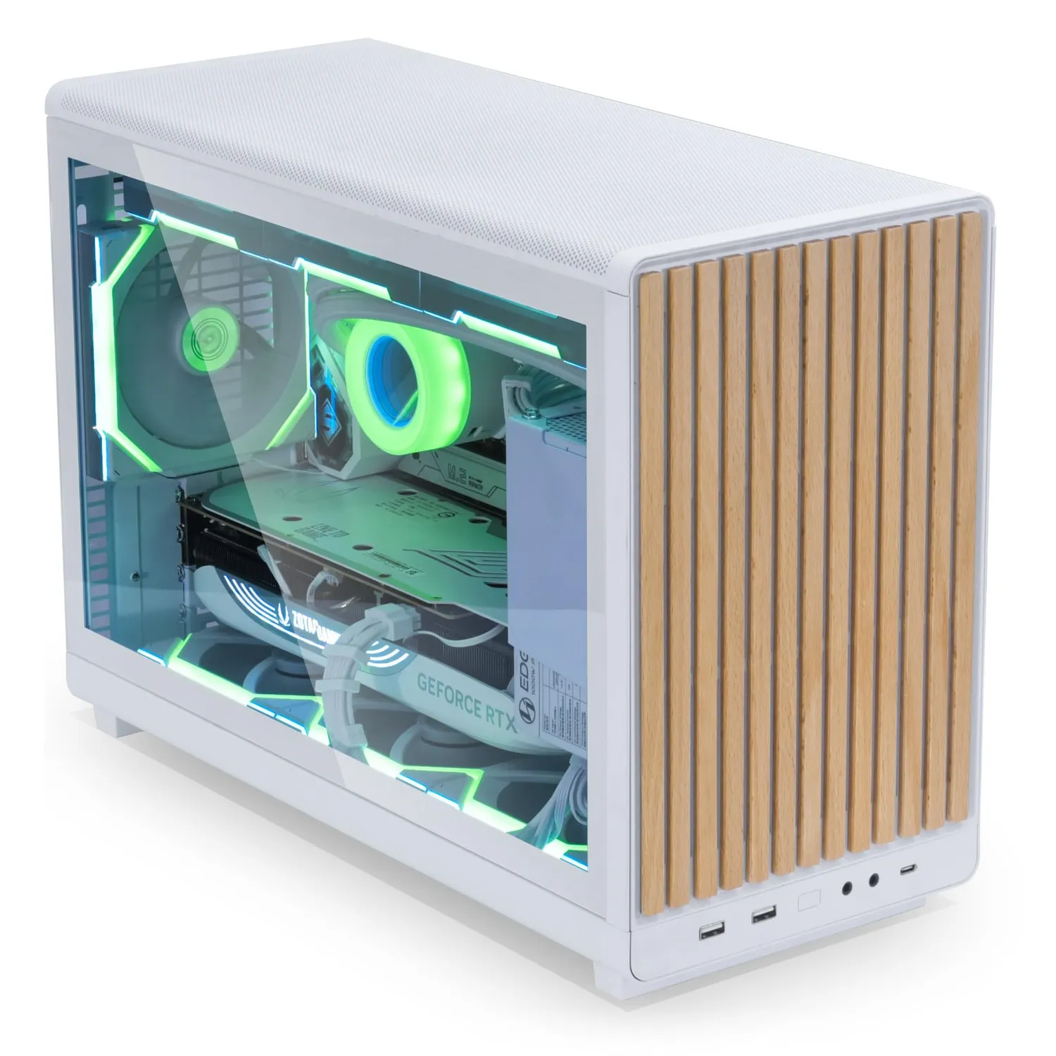 Lian Li DAN A3-mATX Wood PC-Gehäuse Buche Weiß Glas