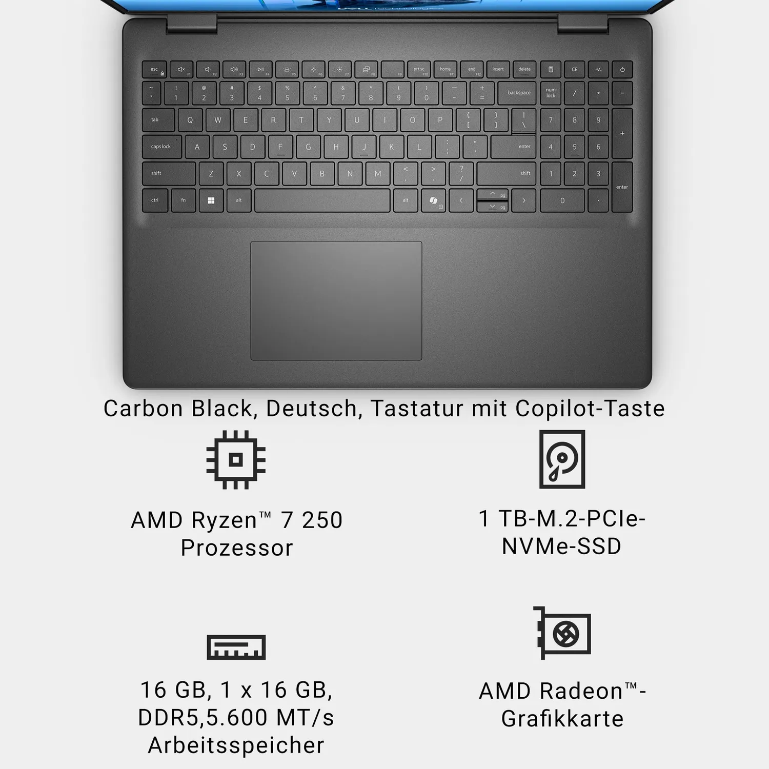 Dell DC16255 16" Laptop Ryzen 7 16GB/1TB 2K