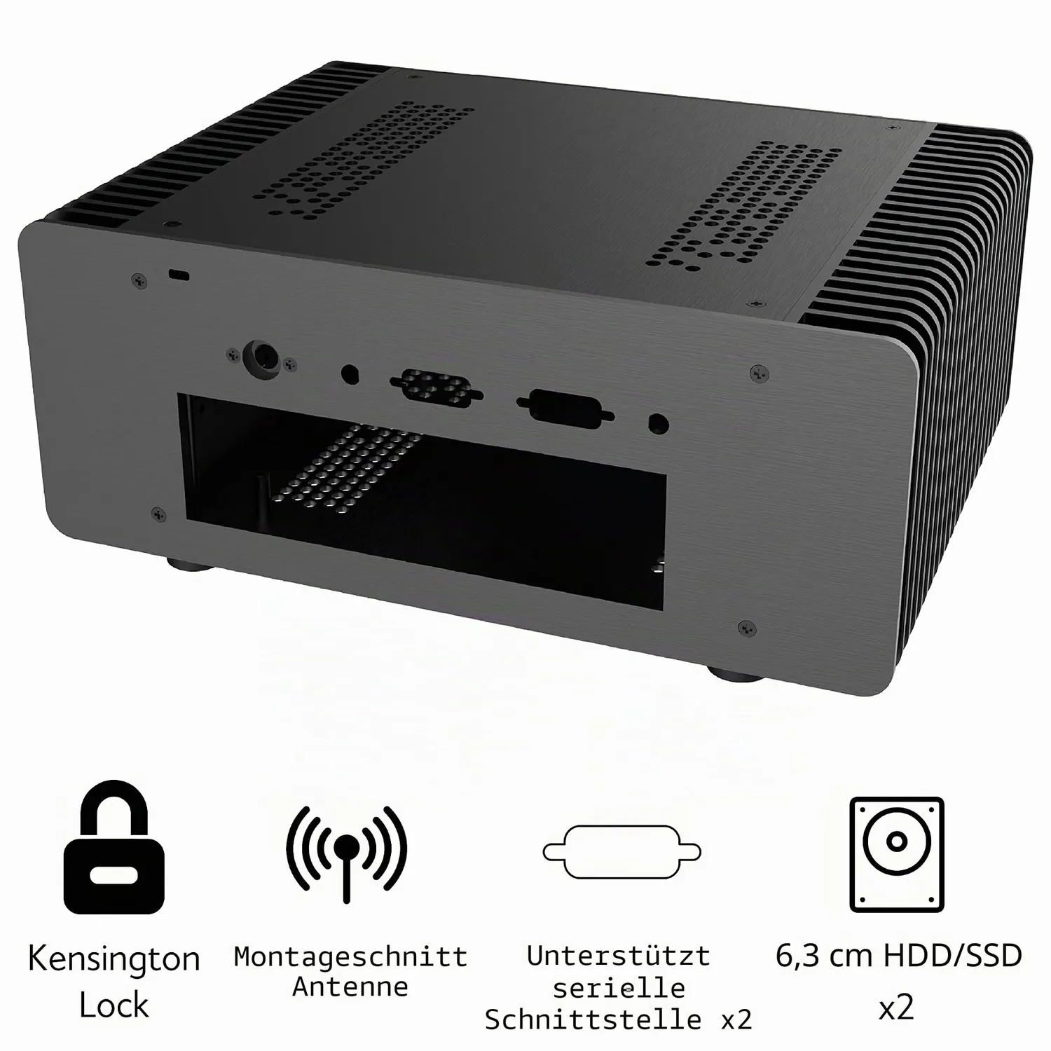 Akasa Maxwell Pro Plus A-ITX48-M2B Mini-ITX Gehäuse lüfterlos