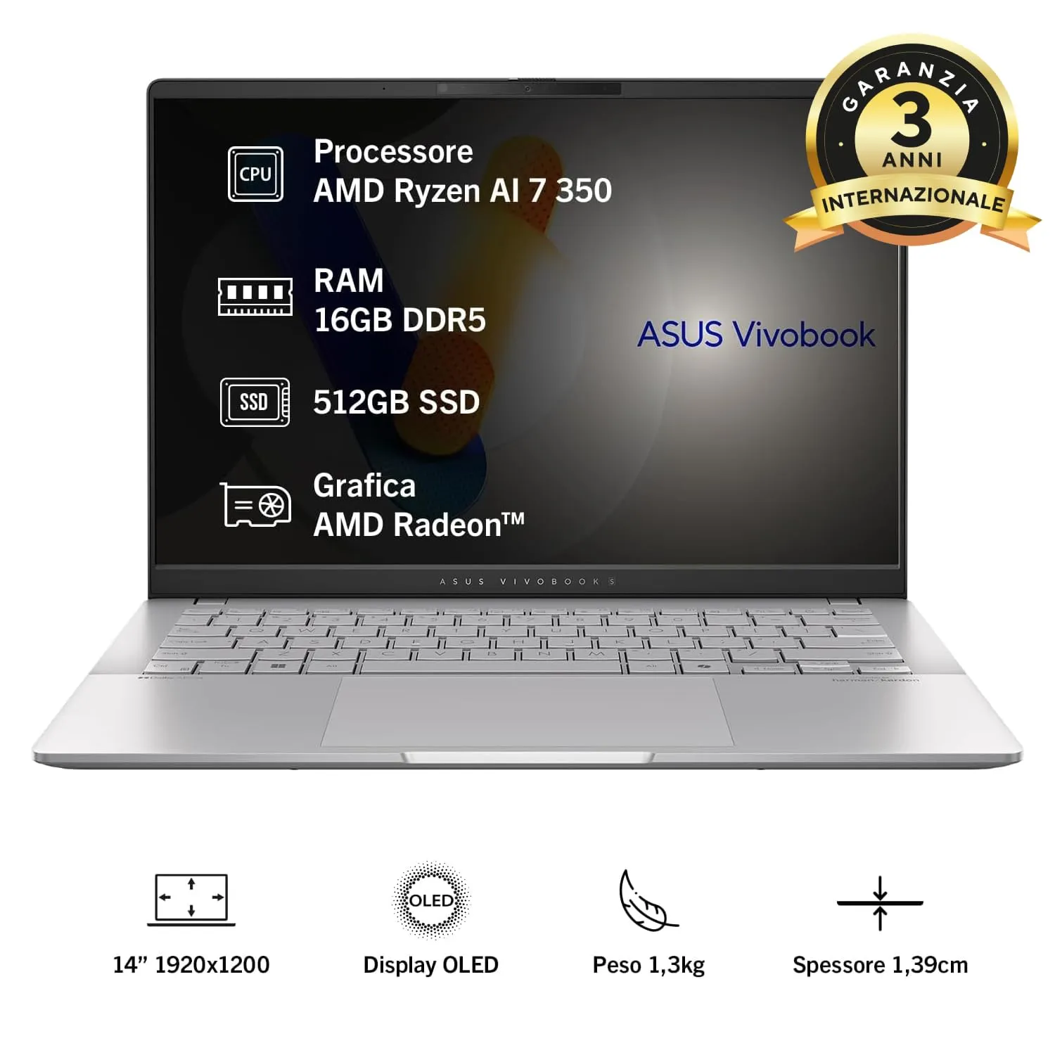ASUS Vivobook S 14 M5406KA Notebook Silber 16GB/512GB OLED