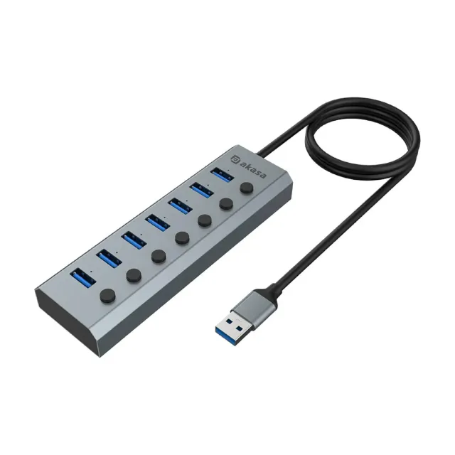Akasa AK-HB-21BKCM USB Hub 7-Port USB 3.2 aktiv Alu