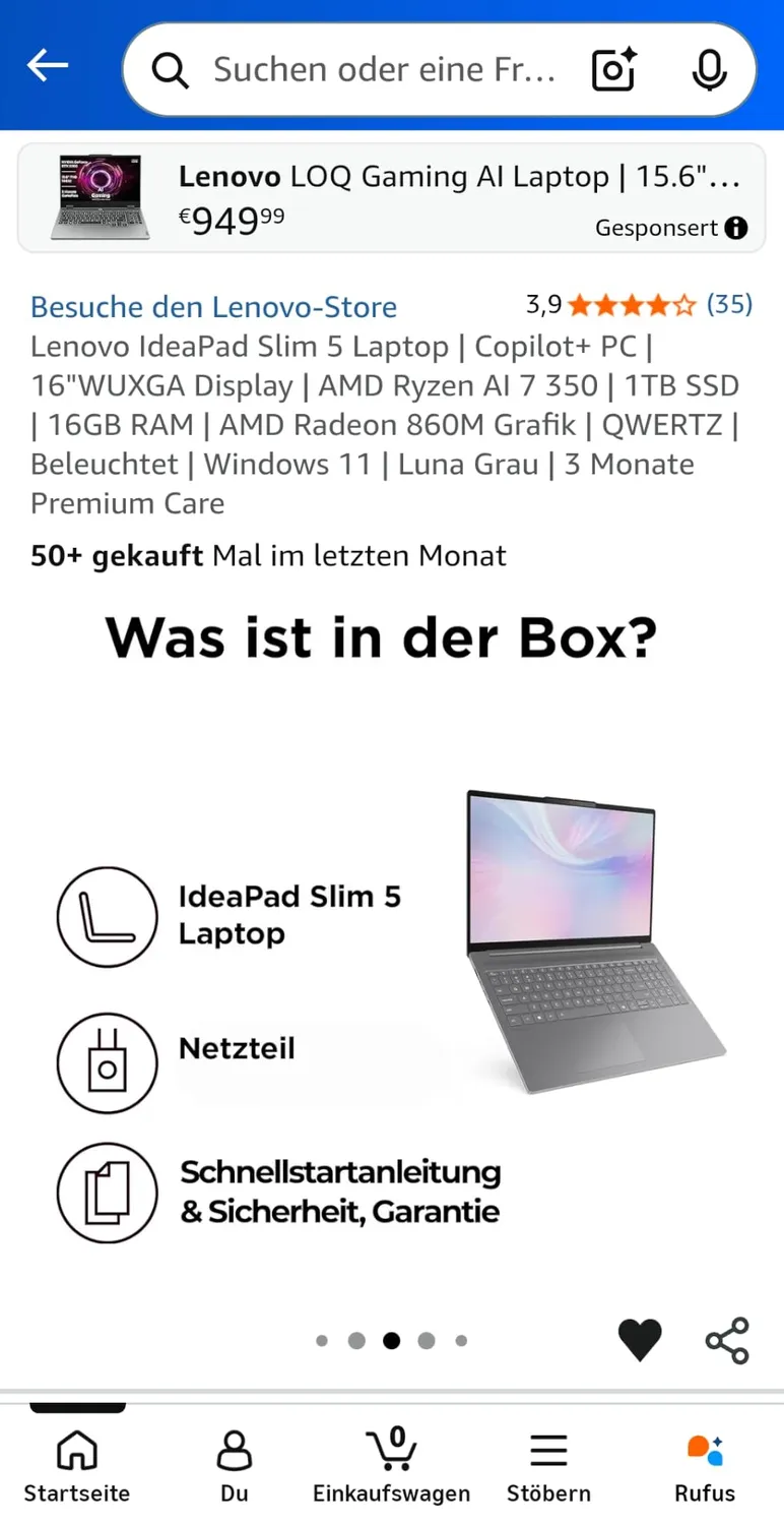 Lenovo IdeaPad Slim 5 Notebook Ryzen AI 7 16GB 1TB Mondgrau