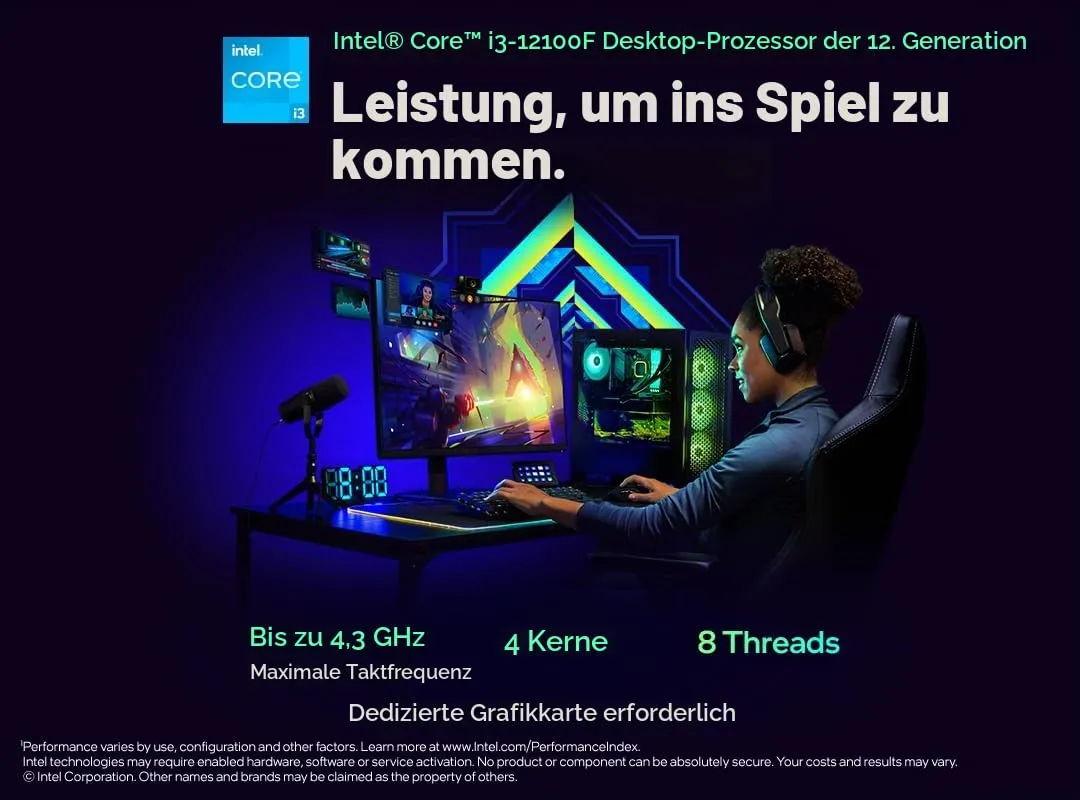 Intel Core i3-12100F Prozessor LGA1700 ohne Grafik