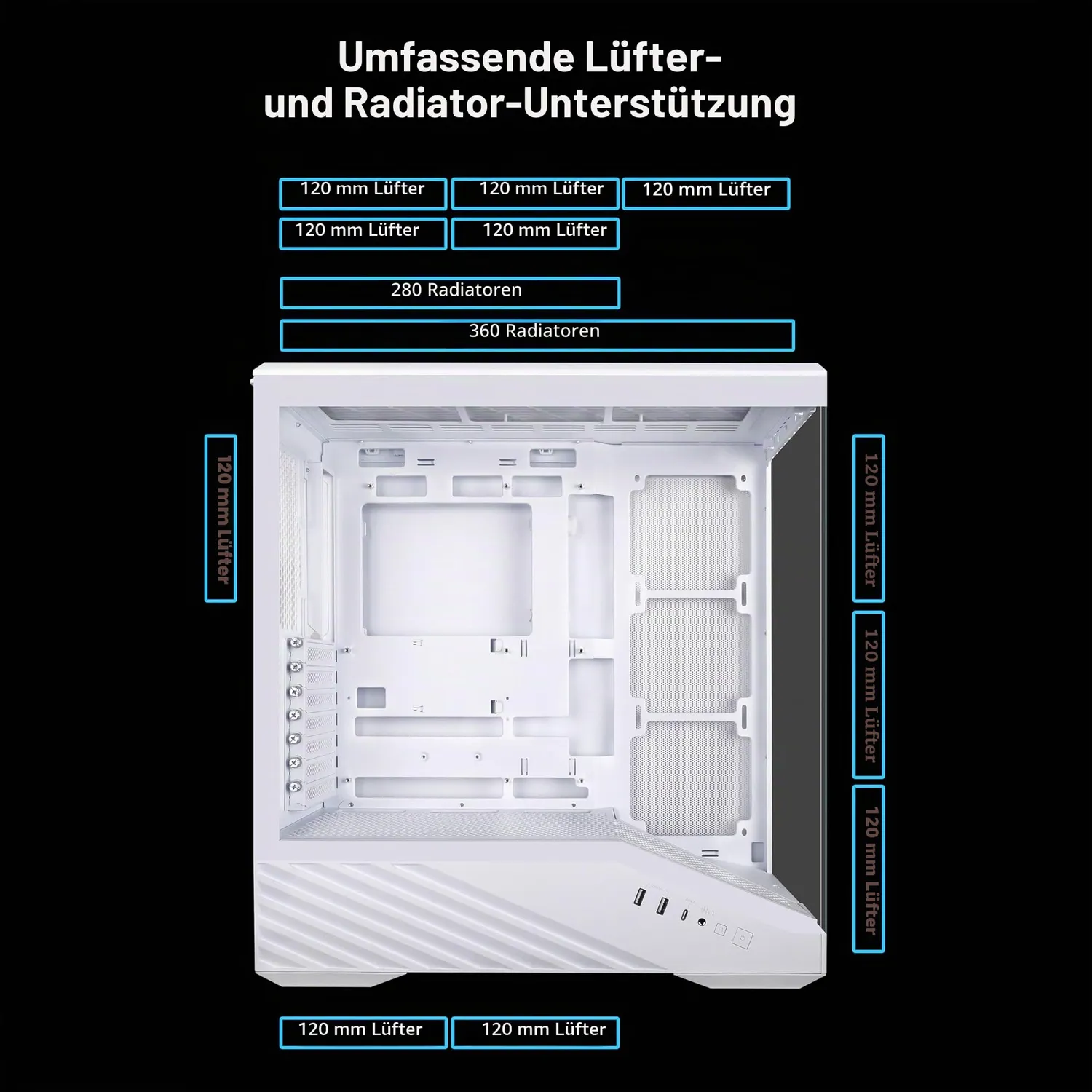 Lian Li V100 PC-Gehäuse schwarz 4x ARGB-Lüfter