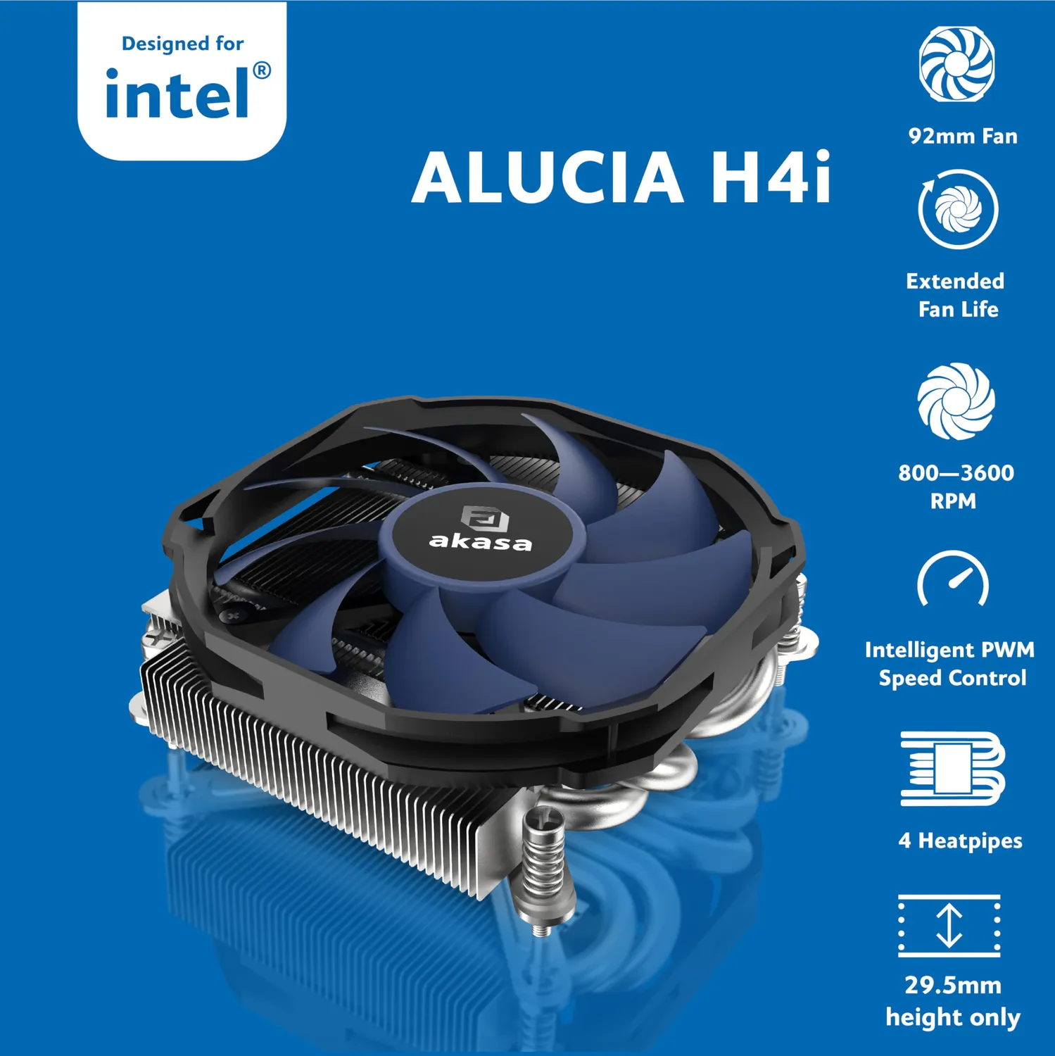Akasa Alucia H4i CPU-Kühler Intel 95W Low-Profile