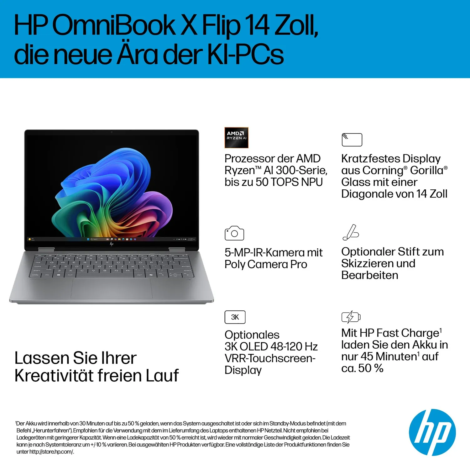 HP OmniBook X Flip 2-in-1 Laptop 14 Zoll 512GB