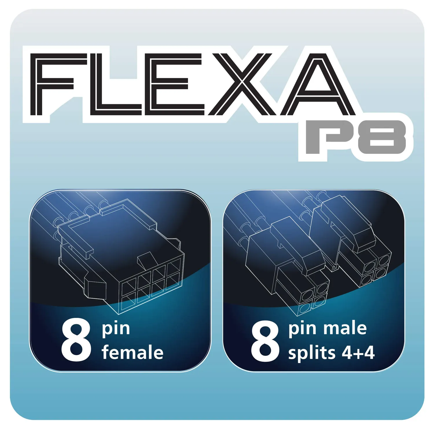 Akasa Flexa P8 AK-CBPW08-40BK ATX12V Verlängerung 40cm