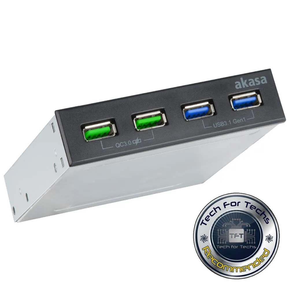 Akasa USB 3.1 Gen2 Quick Charge Panel 5,25 Zoll Schwarz