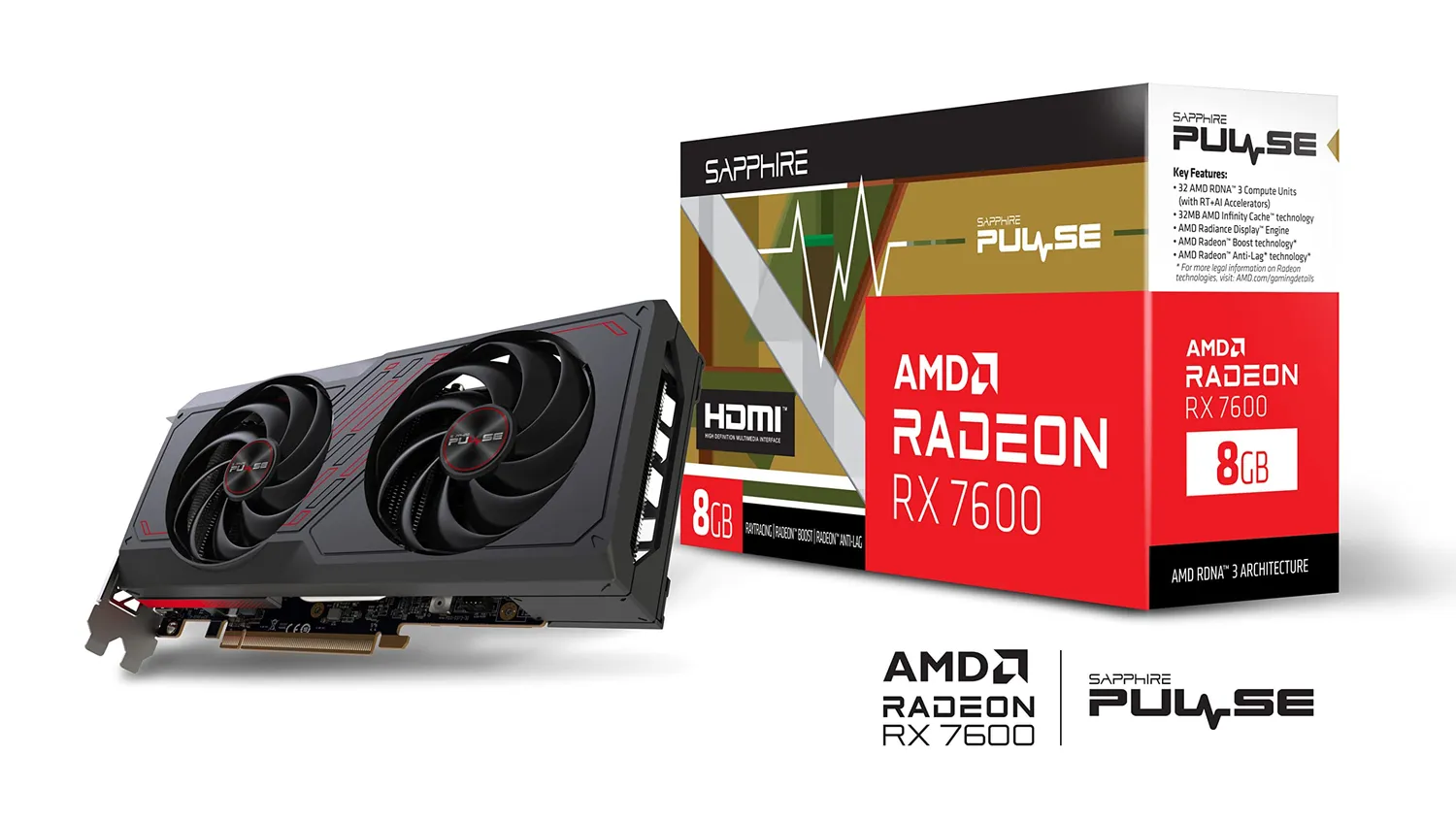 Sapphire Pulse RX 7600 Gaming 8GB Grafikkarte 8GB GDDR6