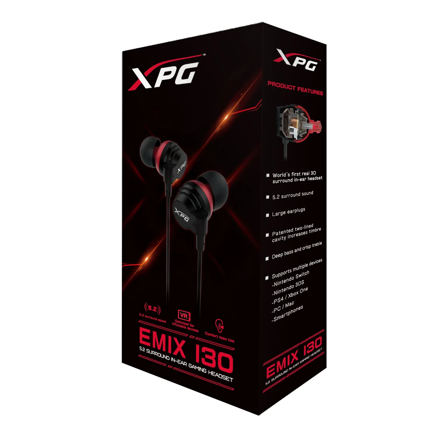XPG Emix I30 In-Ear Gaming-Headset 5.2-Kanal schwarz