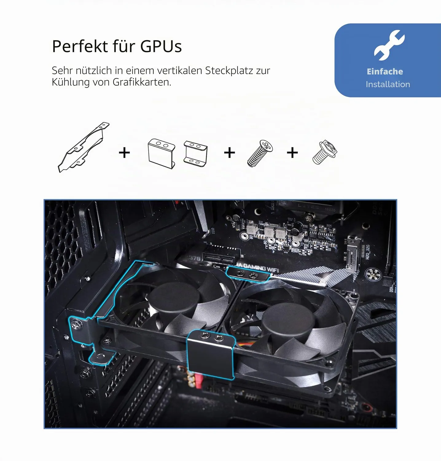 Akasa AK-MX304-08BK PCI Lüfterhalterung 80/92mm schwarz
