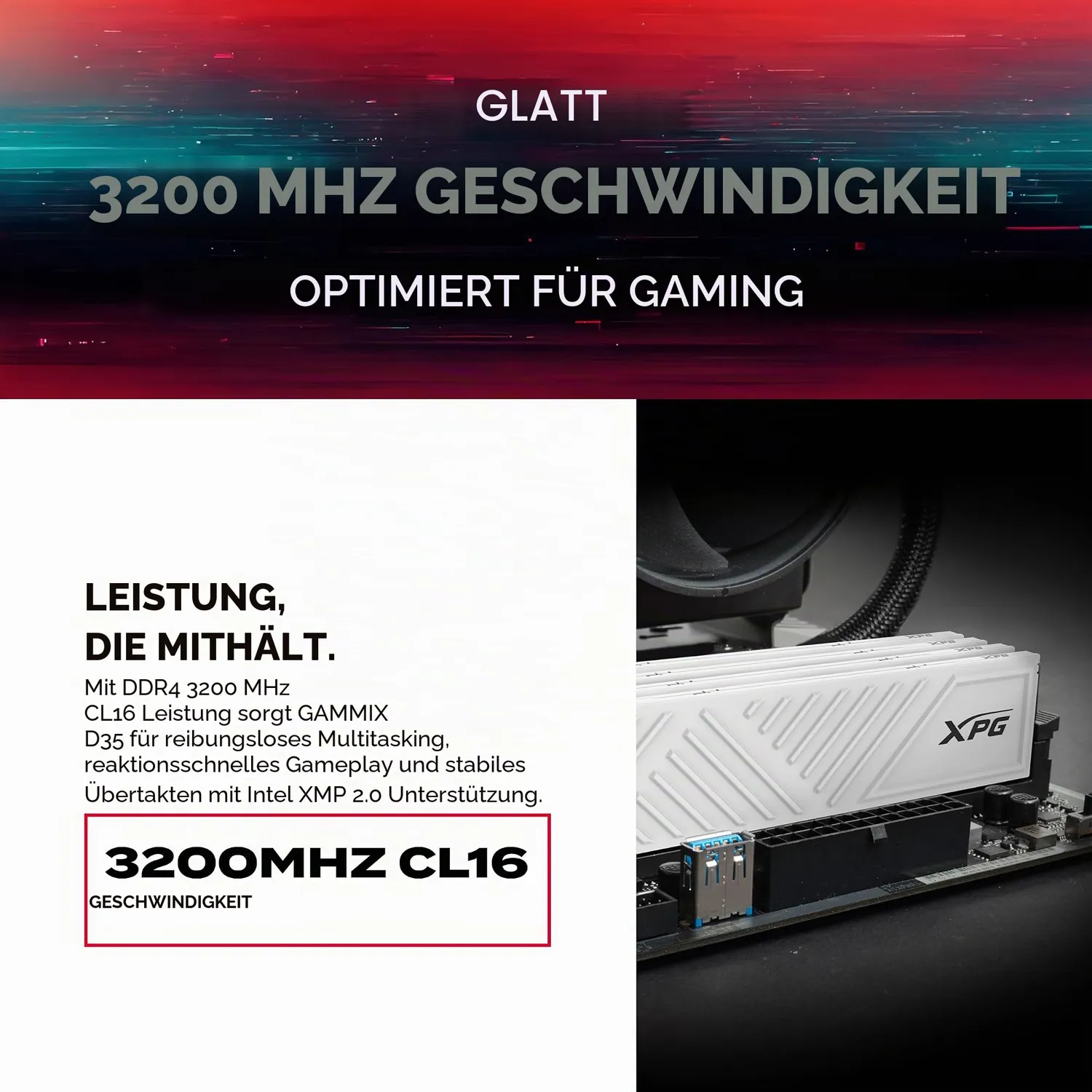 XPG DDR4 RAM AX4U320016G16A-DTBKD 32GB Kit 3200