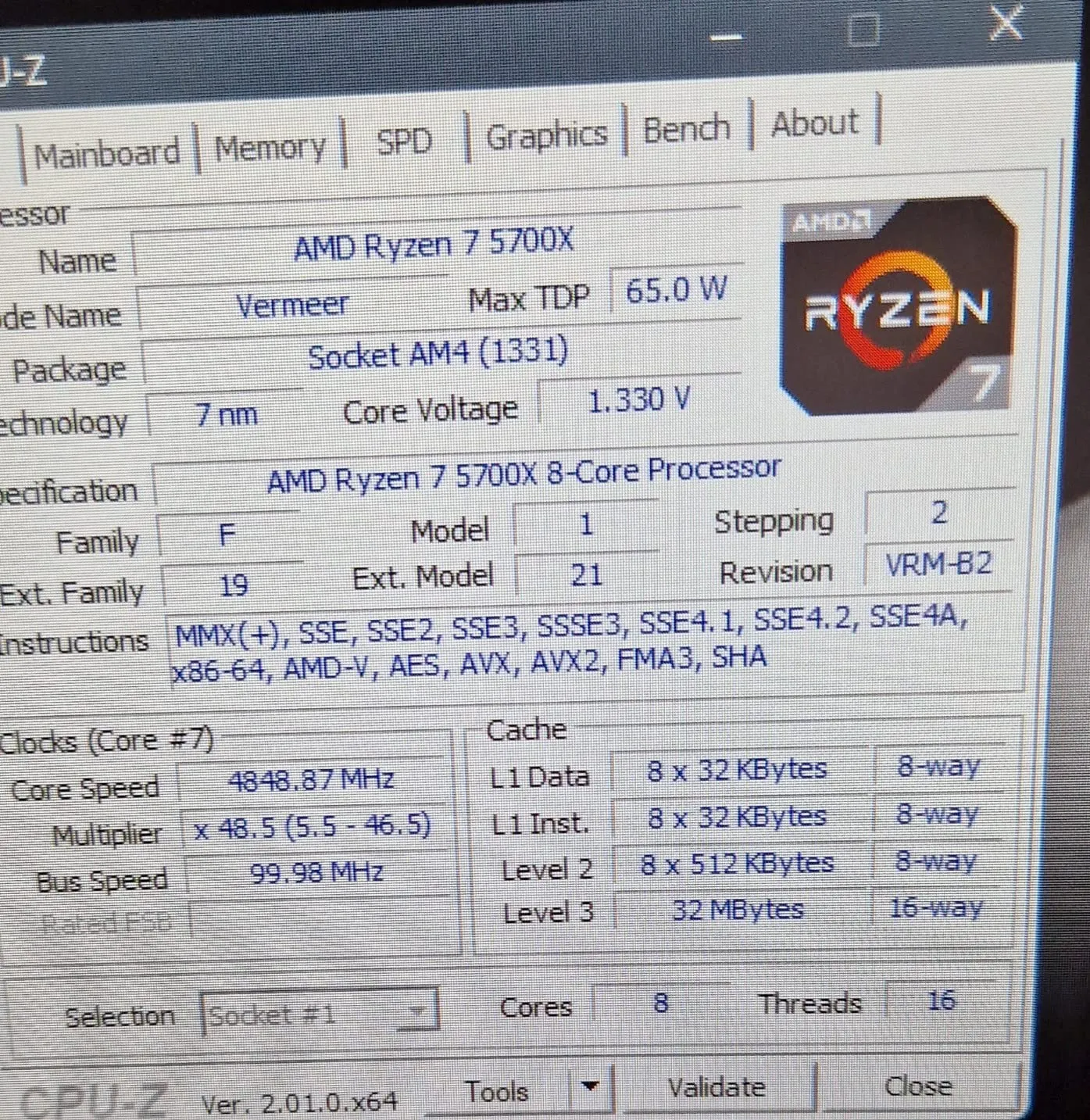 AMD Ryzen 7 5700X Prozessor AM4 8-Kern ohne Kühler