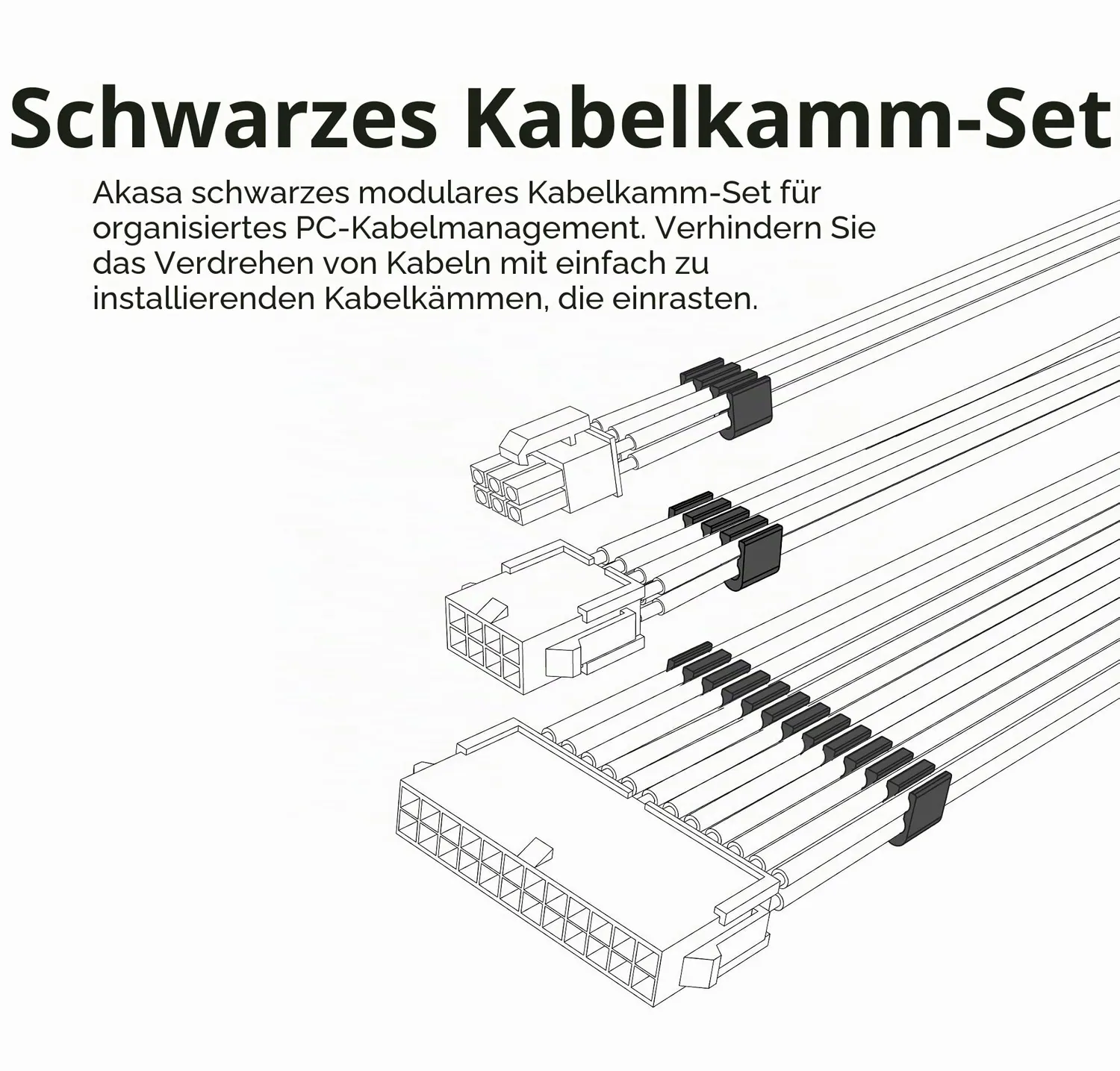 Akasa Kabelkamm Set AK-MX293 Kabelkämme 24 Stück schwarz