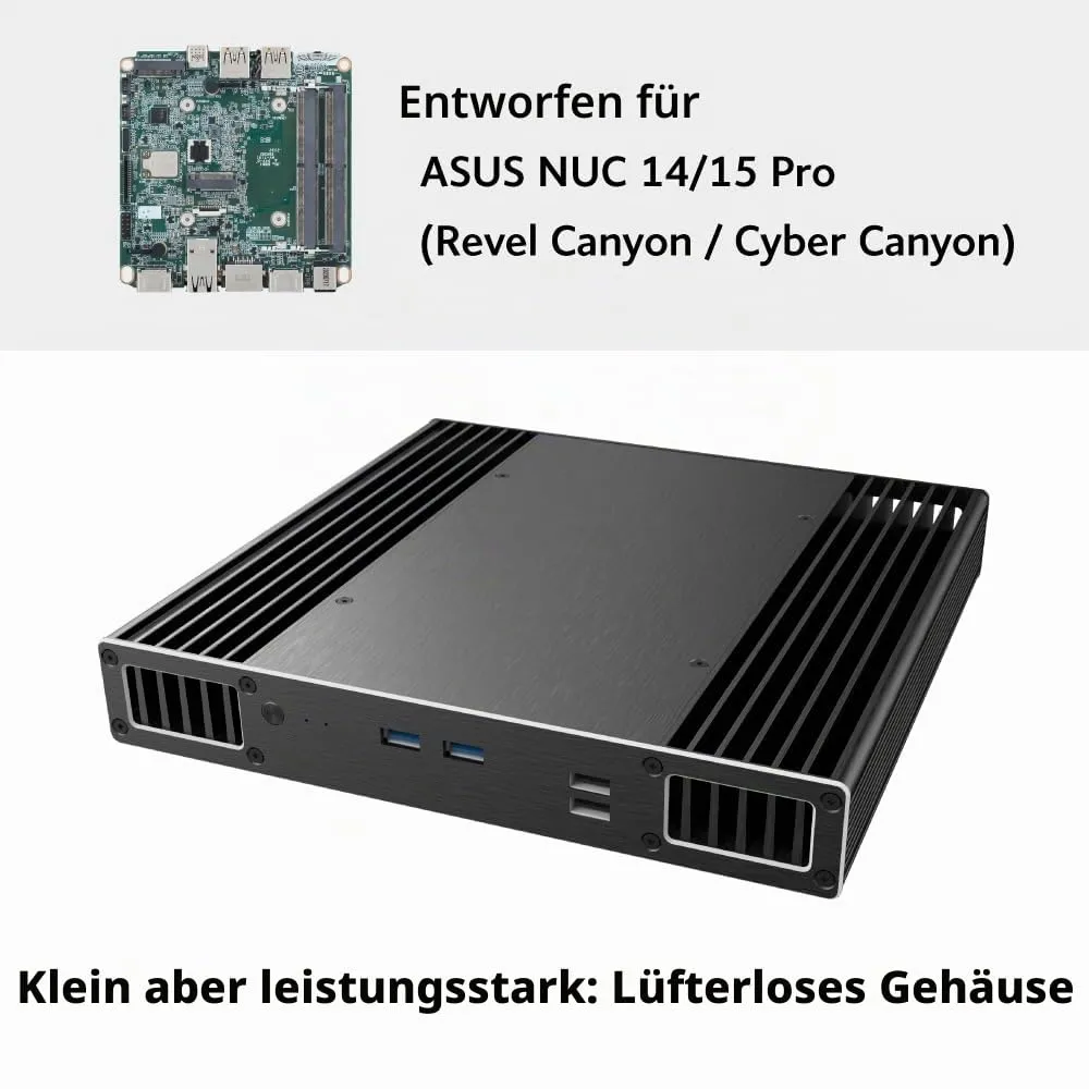 Akasa Plato RC A-NUC106-M1B Mini-PC Gehäuse für ASUS NUC 14/15