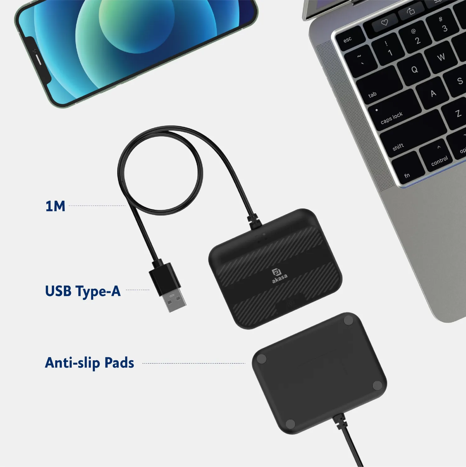 Akasa AK-CR-14BK Kartenleser USB-A Smartcard schwarz