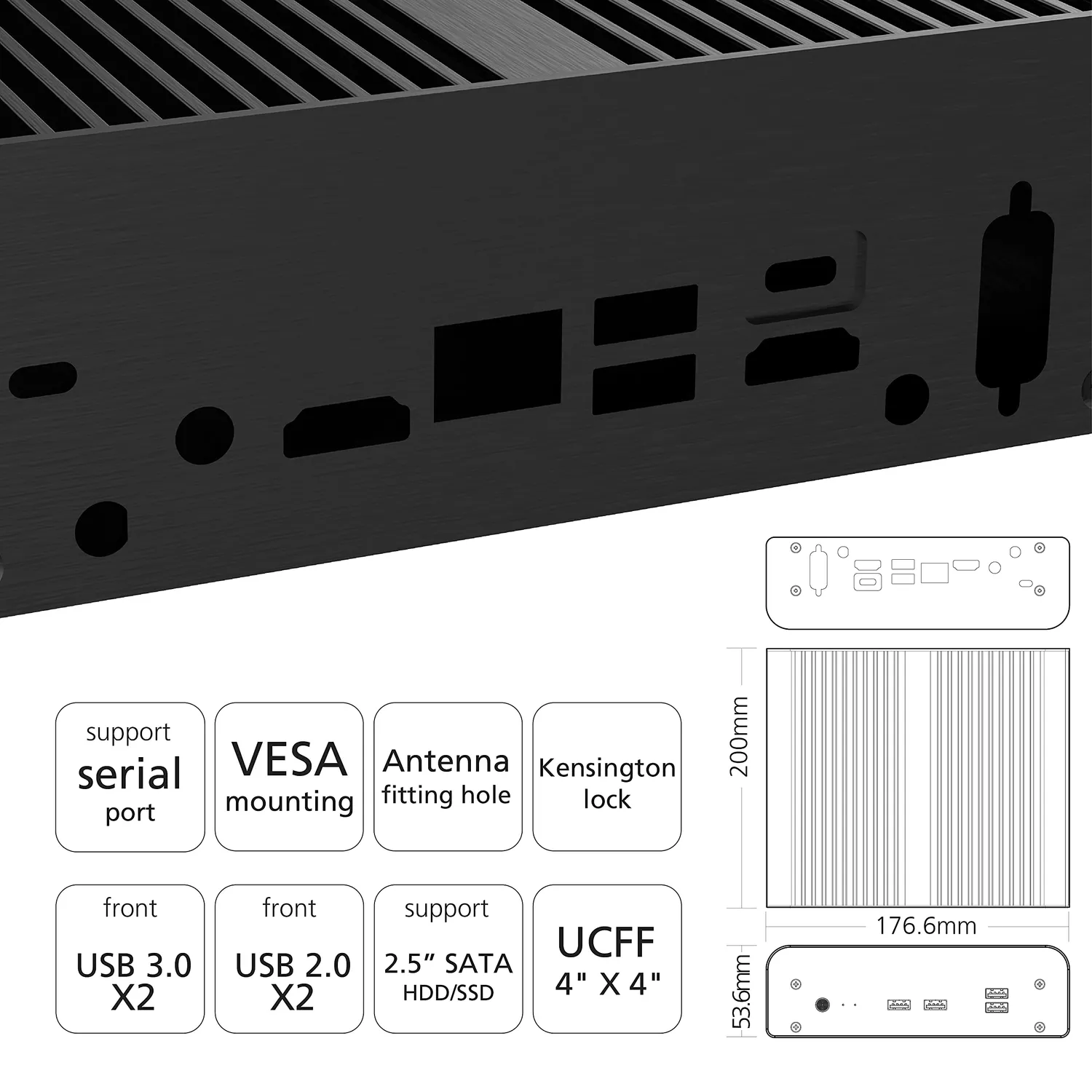 Akasa Newton PX A-NUC50-M1B NUC-Gehäuse lüfterlos 24/7