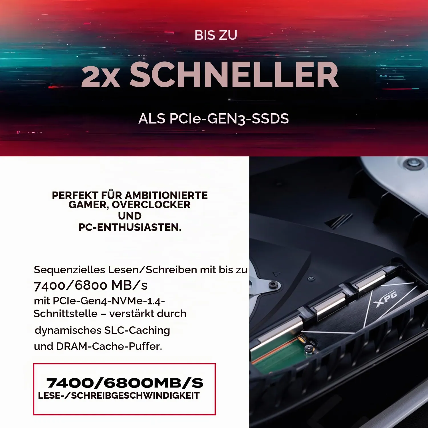 XPG Gammix S70 Blade 4TB M.2 SSD PCIe Gen4 für PS5