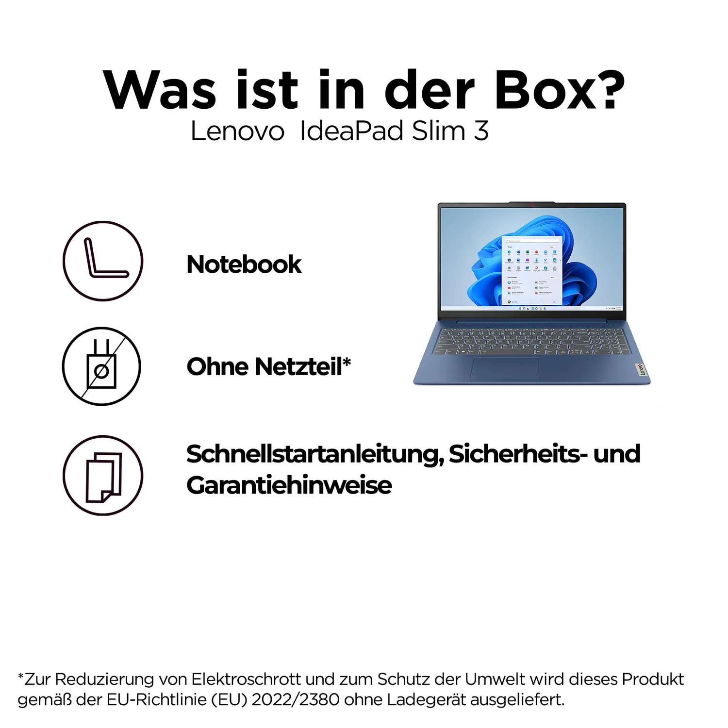Lenovo IdeaPad Slim 3 Ryzen 7 5825U Notebook 16GB 512GB ohne Netzteil