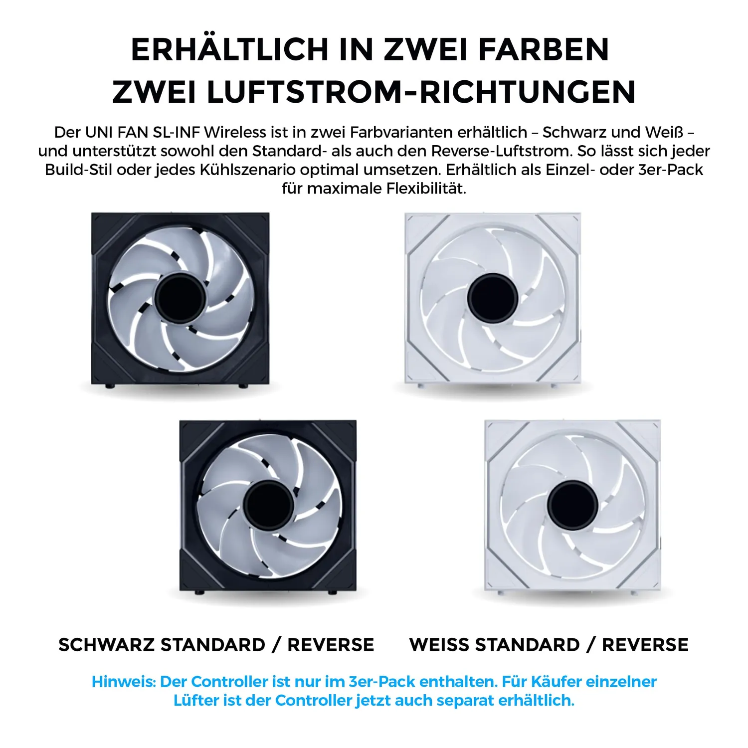 Lian Li UNI FAN SL-INF Wireless Lüfter 140mm schwarz Reverse