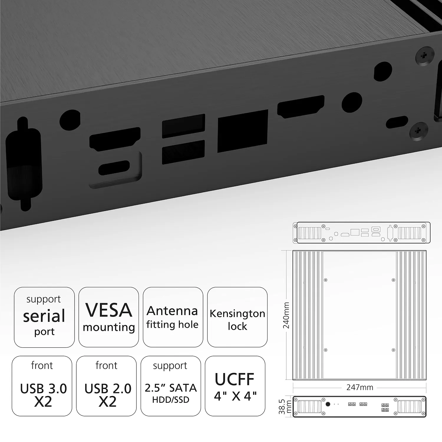 Akasa Plato PX A-NUC51-M1B Gehäuse lüfterlos