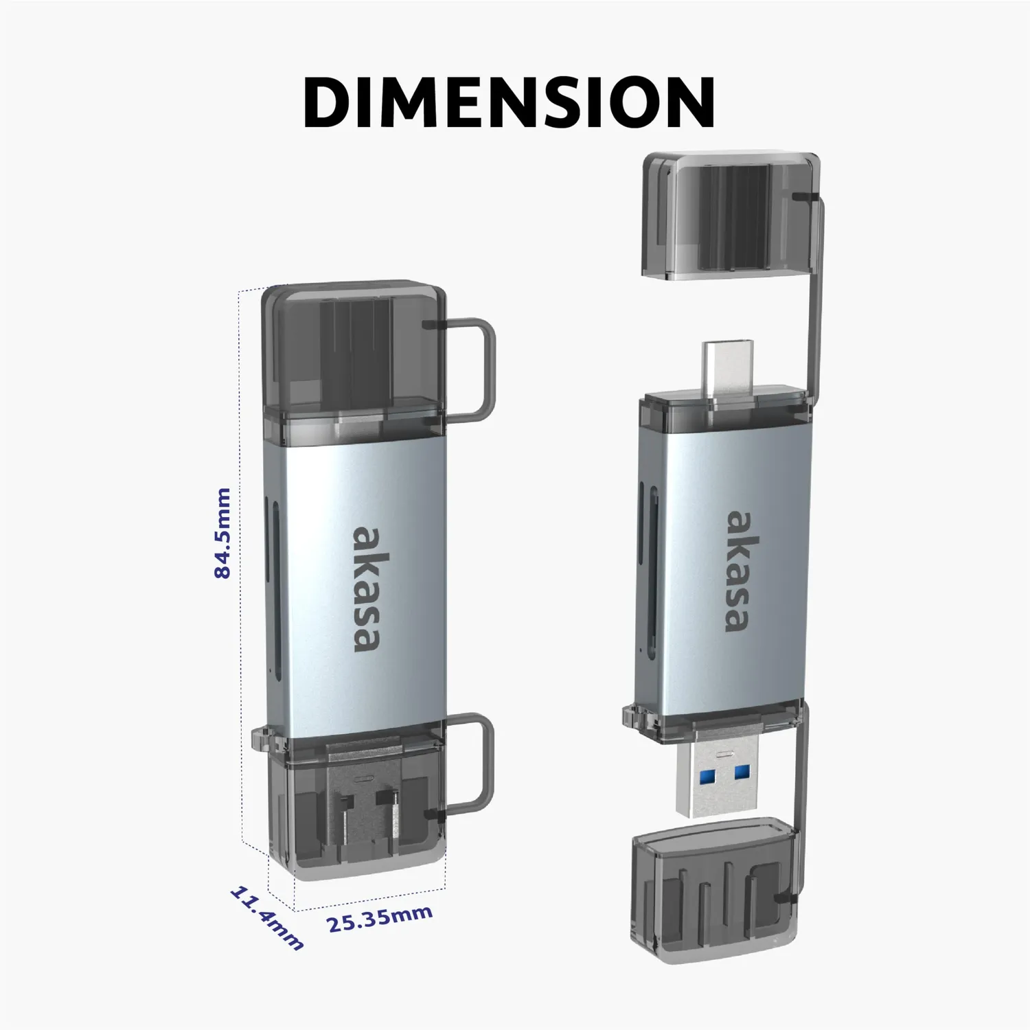 Akasa AK-CR-12 Kartenleser USB-C+A SD microSD 5Gbps