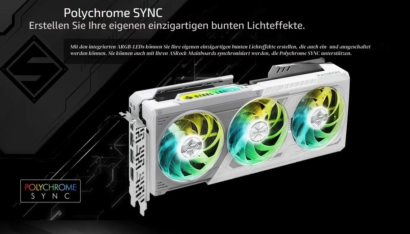 ASRock Radeon RX 9070 Steel Legend 16GB Grafikkarte GDDR6