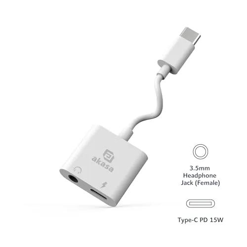Akasa AK-CBCA-08WH USB-C Audio Adapter weiß mit Ladebuchse