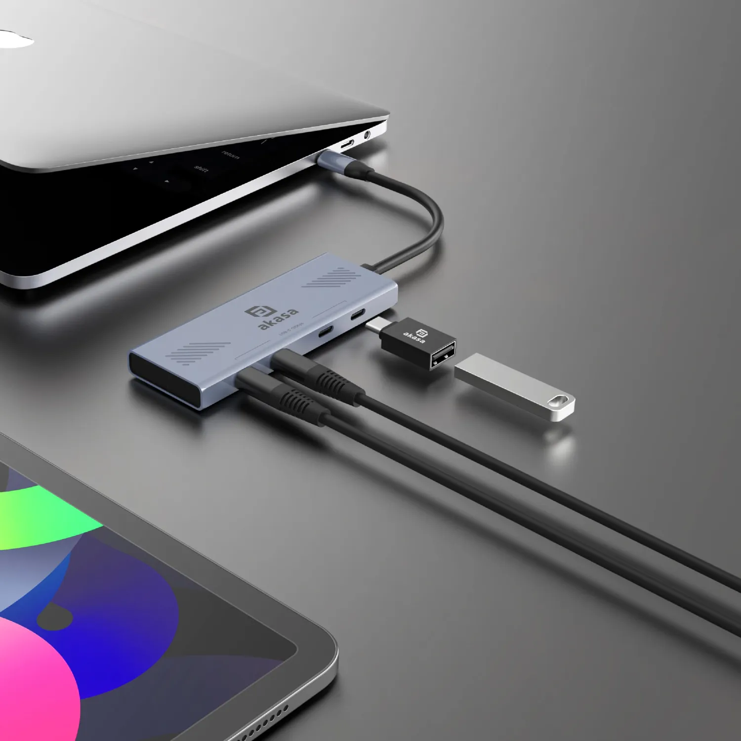 Akasa AK-CBCA32-18BK USB-C Hub 4-Port 10Gbps Alu