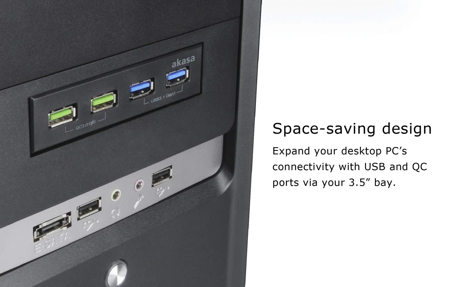 Akasa USB 3.1 Gen2 Quick Charge Panel 5,25 Zoll Schwarz