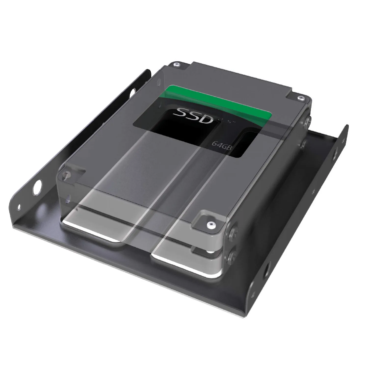 Akasa AK-HDA-03 SSD Adapter 3,5 auf 2,5 Zoll Stahl für 2 SSDs