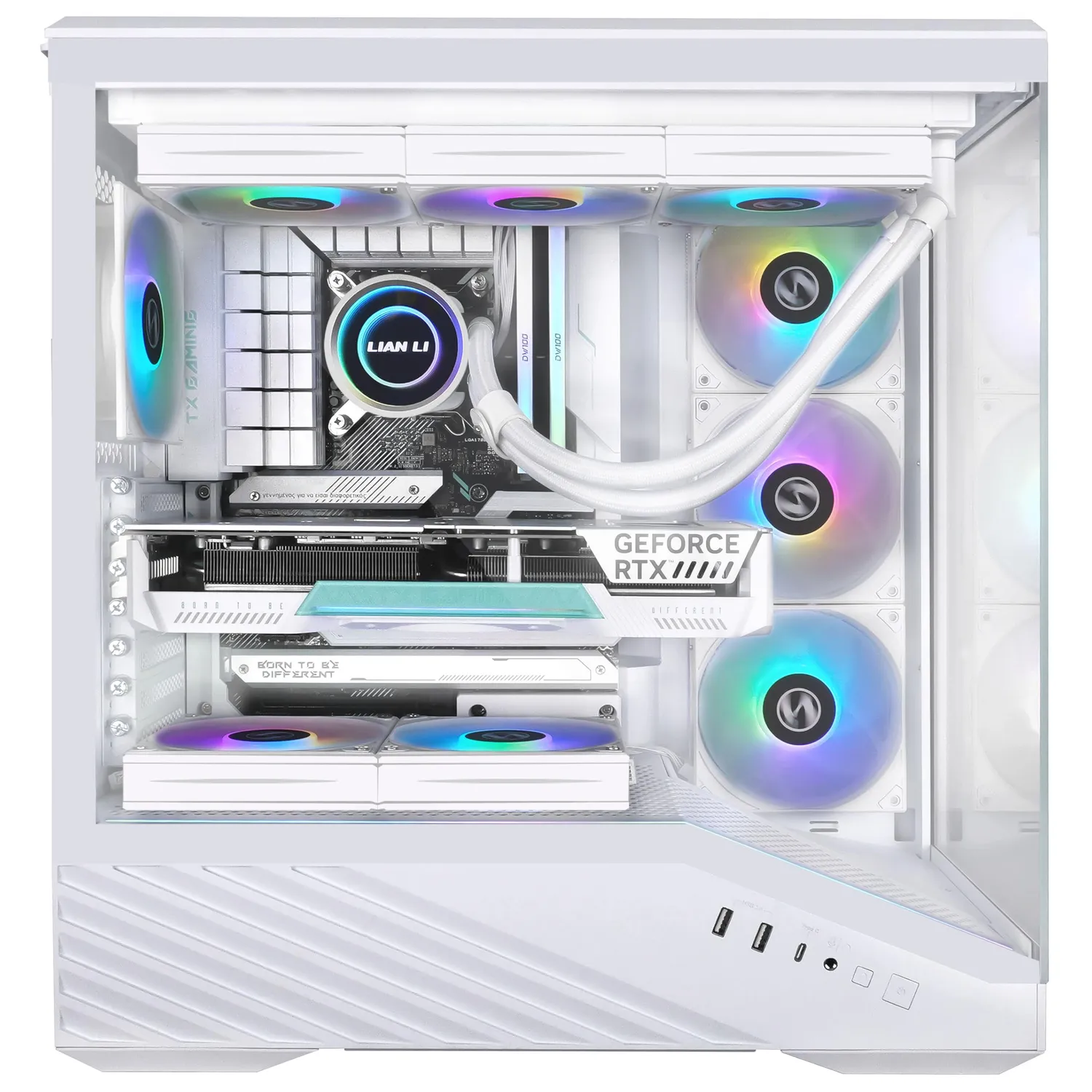 Lian Li Vector V100 PC-Gehäuse ATX Glas weiß 4 Lüfter