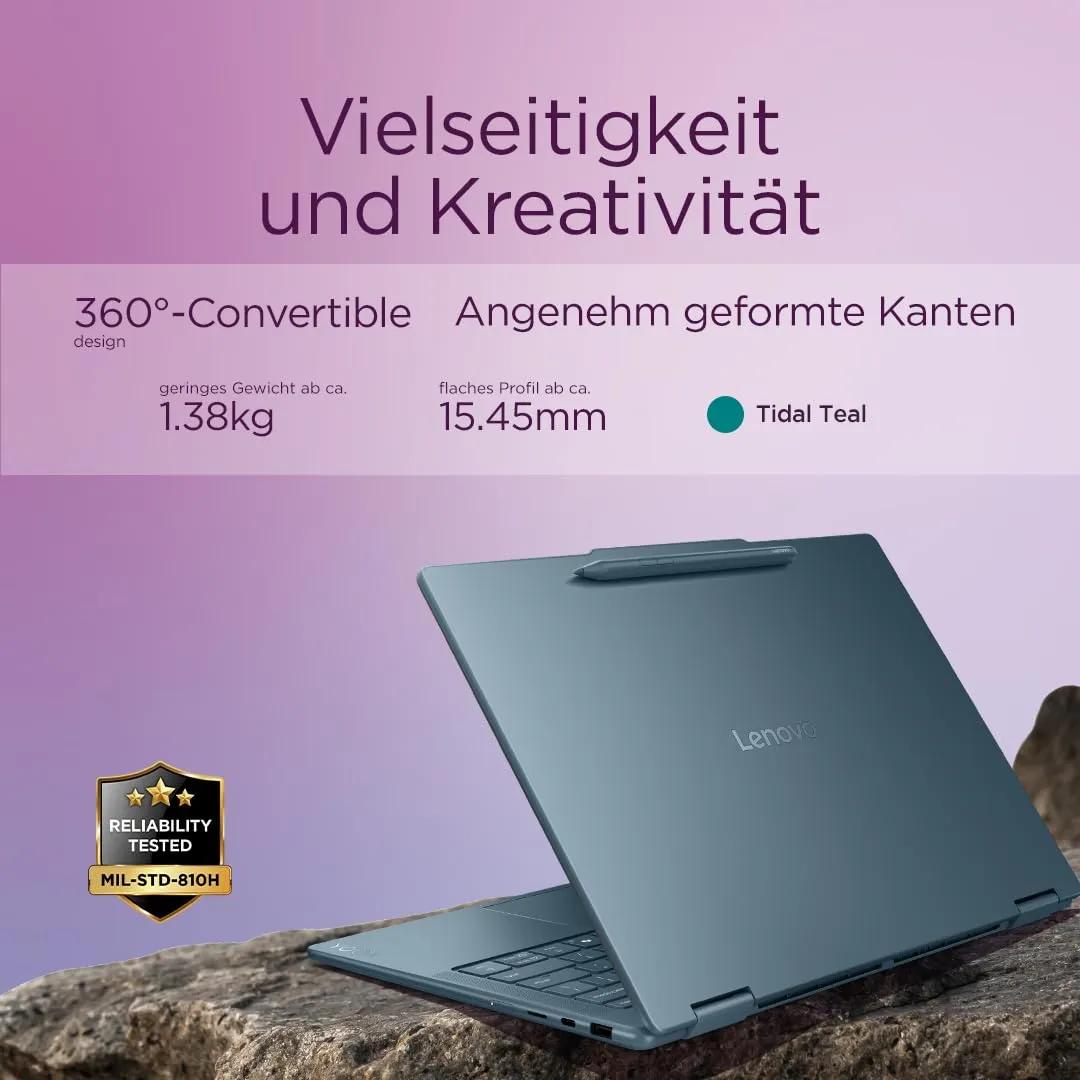 Lenovo Yoga 7 Convertible Laptop 14 OLED Ryzen AI 5 16GB/512GB Teal