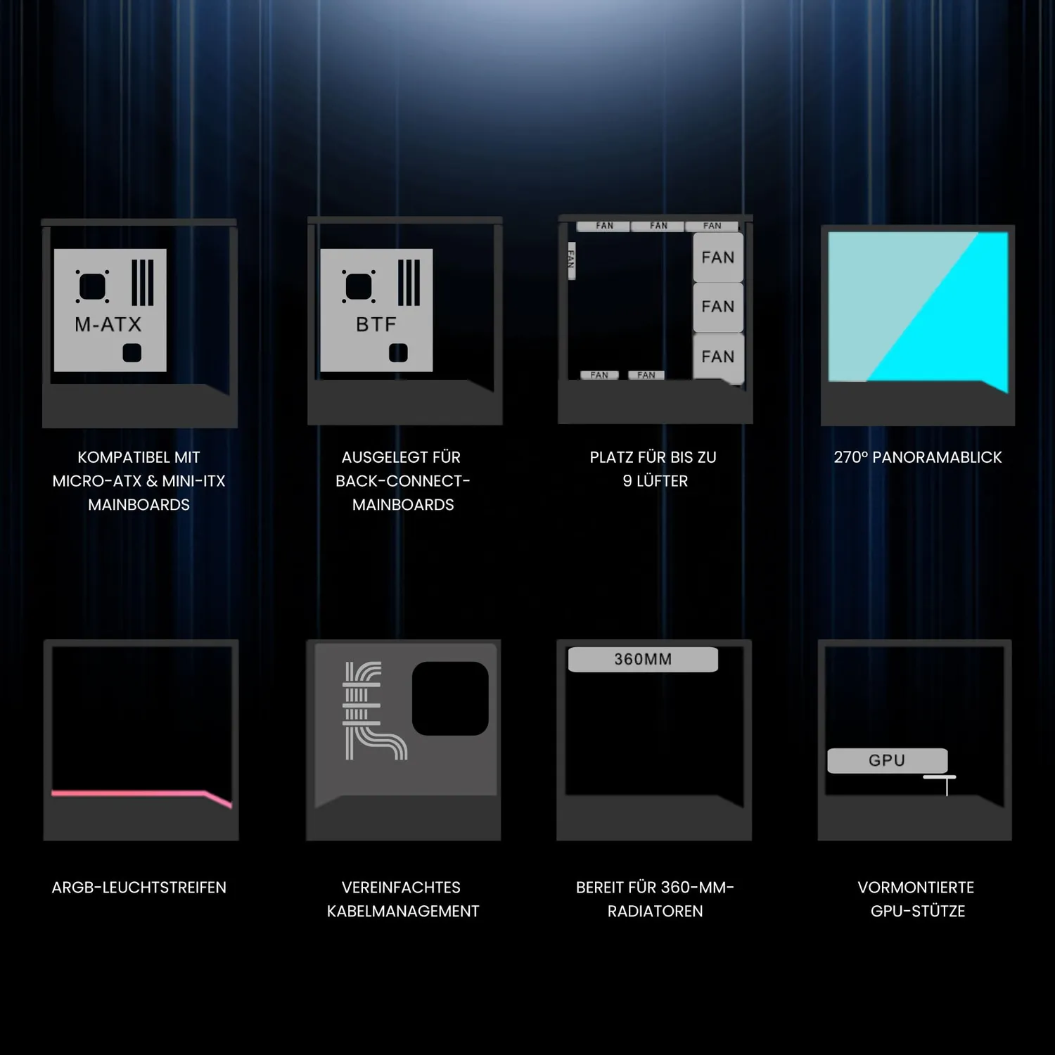 Lian Li Vector V100R Mini Gehäuse schwarz Temperglas mATX