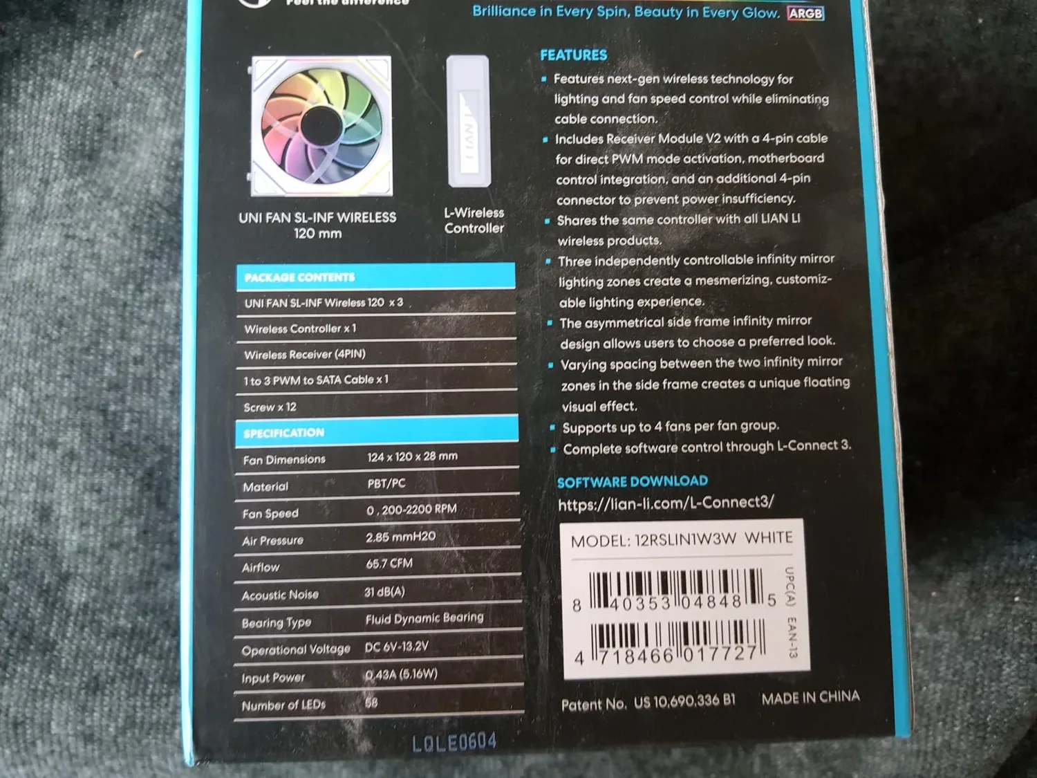 Lian Li UNI FAN SL-INF Reverse Lüfter 120mm 3er weiß