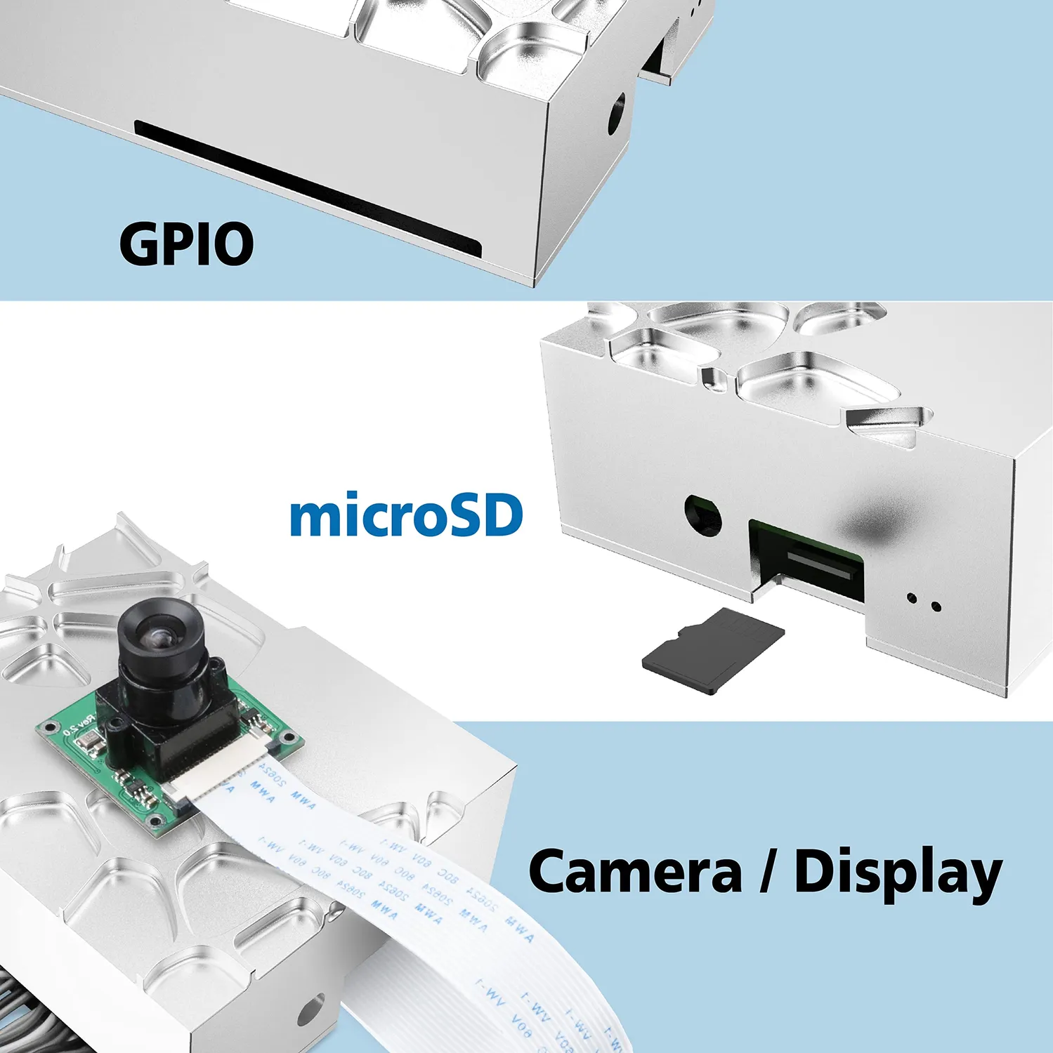 Akasa Gem Pro A-RA09-M2S Raspberry Pi 4 Gehäuse silber lüfterlos