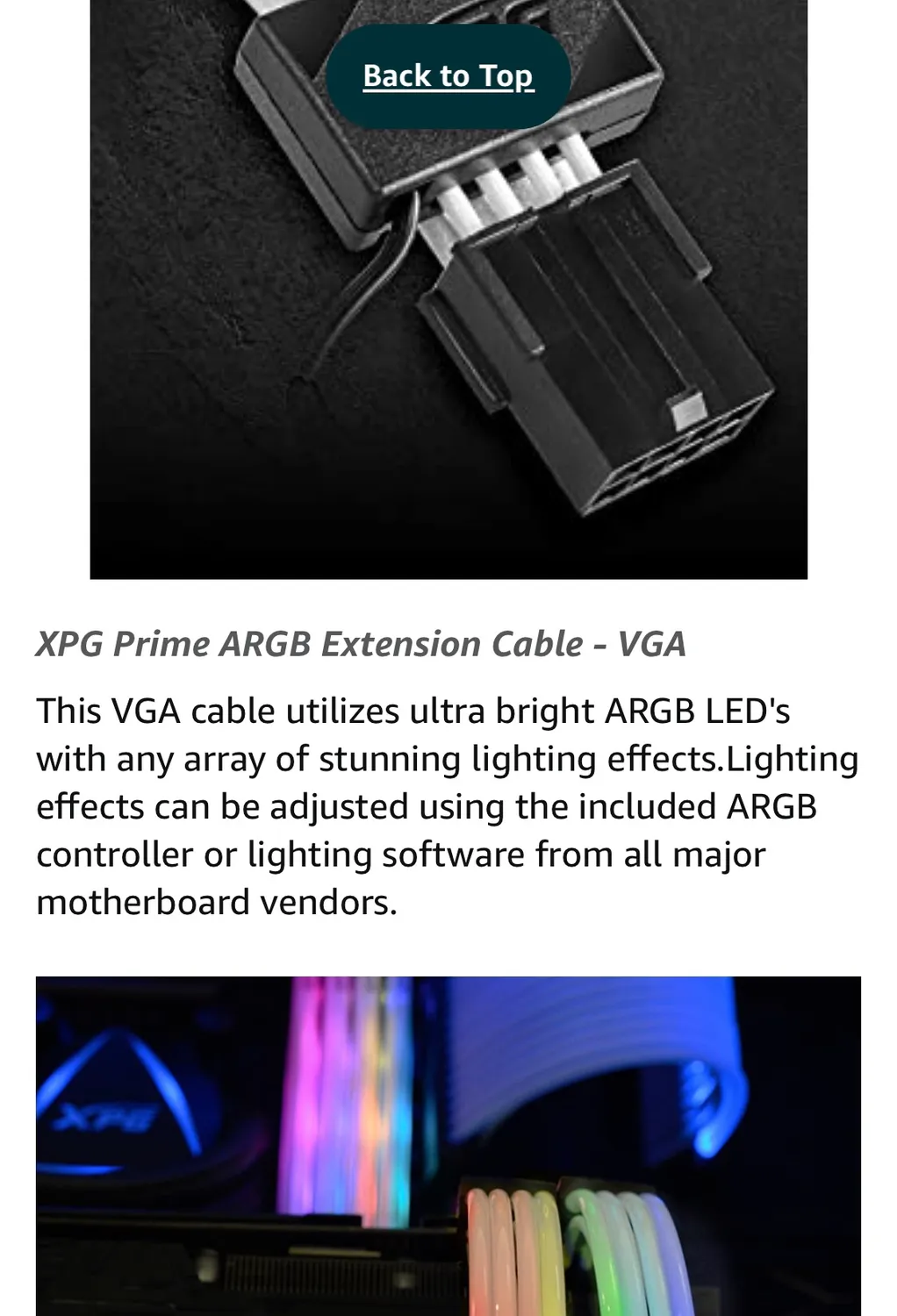 XPG ARGBEXCABLE-VGA Verlängerungskabel 8+8 Pin ARGB